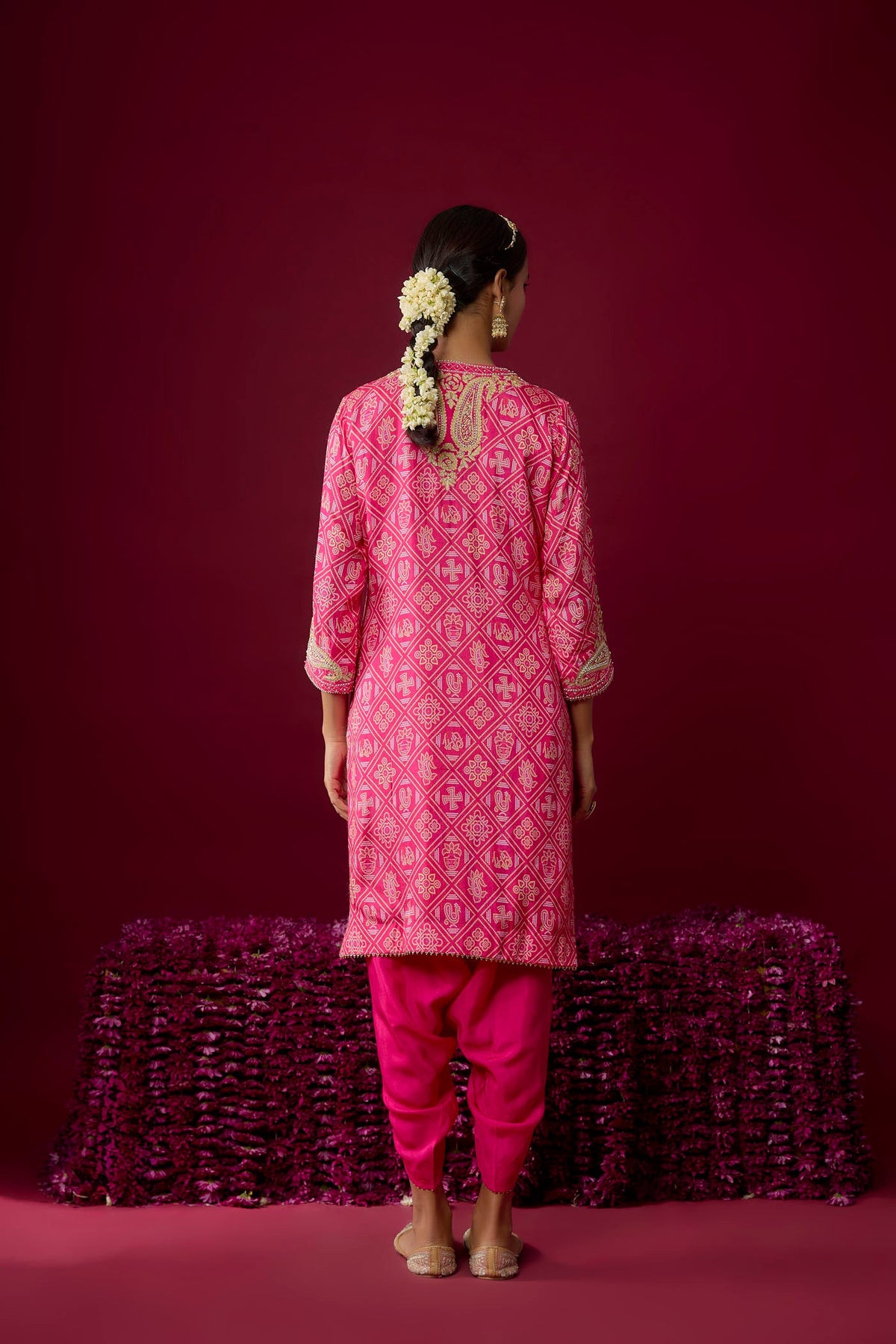 Rafiyah - Hotpink Short Kurta With Dhoti