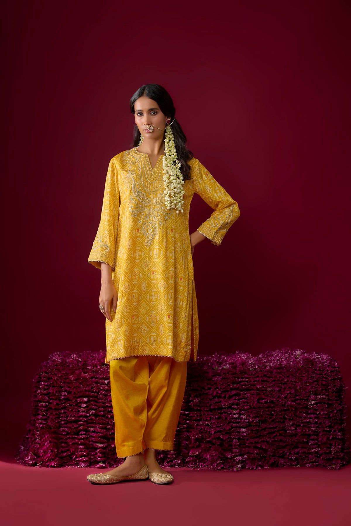 Rihana - Mustard Short Kurta With Salwar