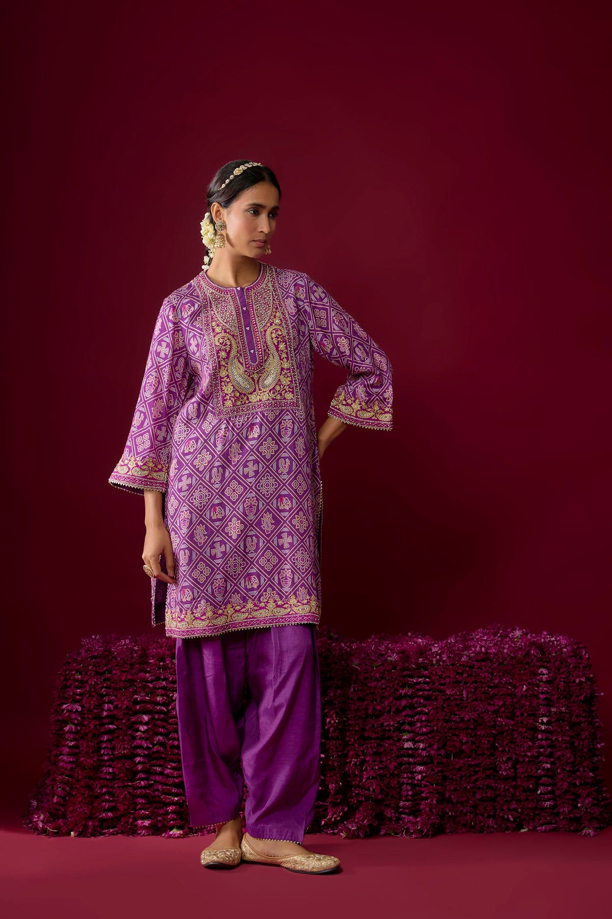 Jiana - Purple Short Kurta With Salwar