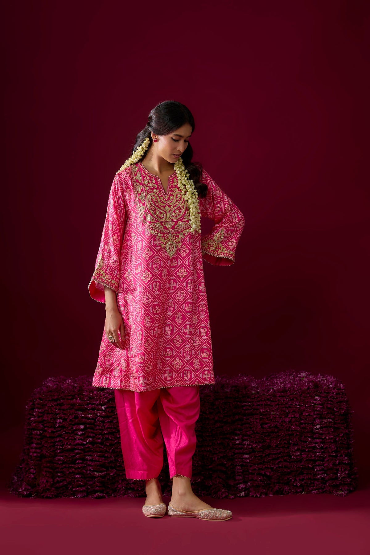 Urwa - Hotpink Short Chauga With Salwar