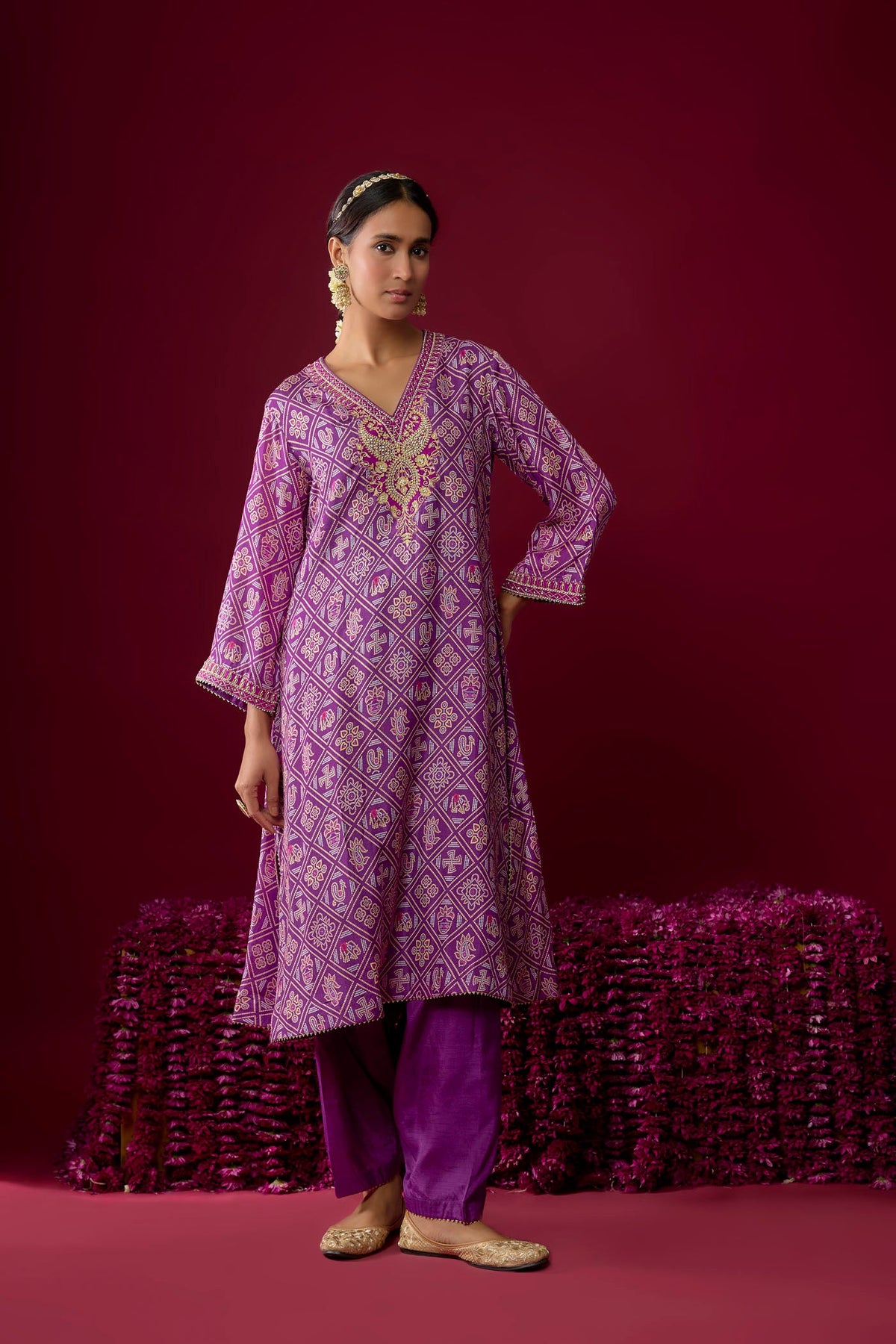 Safiya - Purple Long Kaaftan With Salwar
