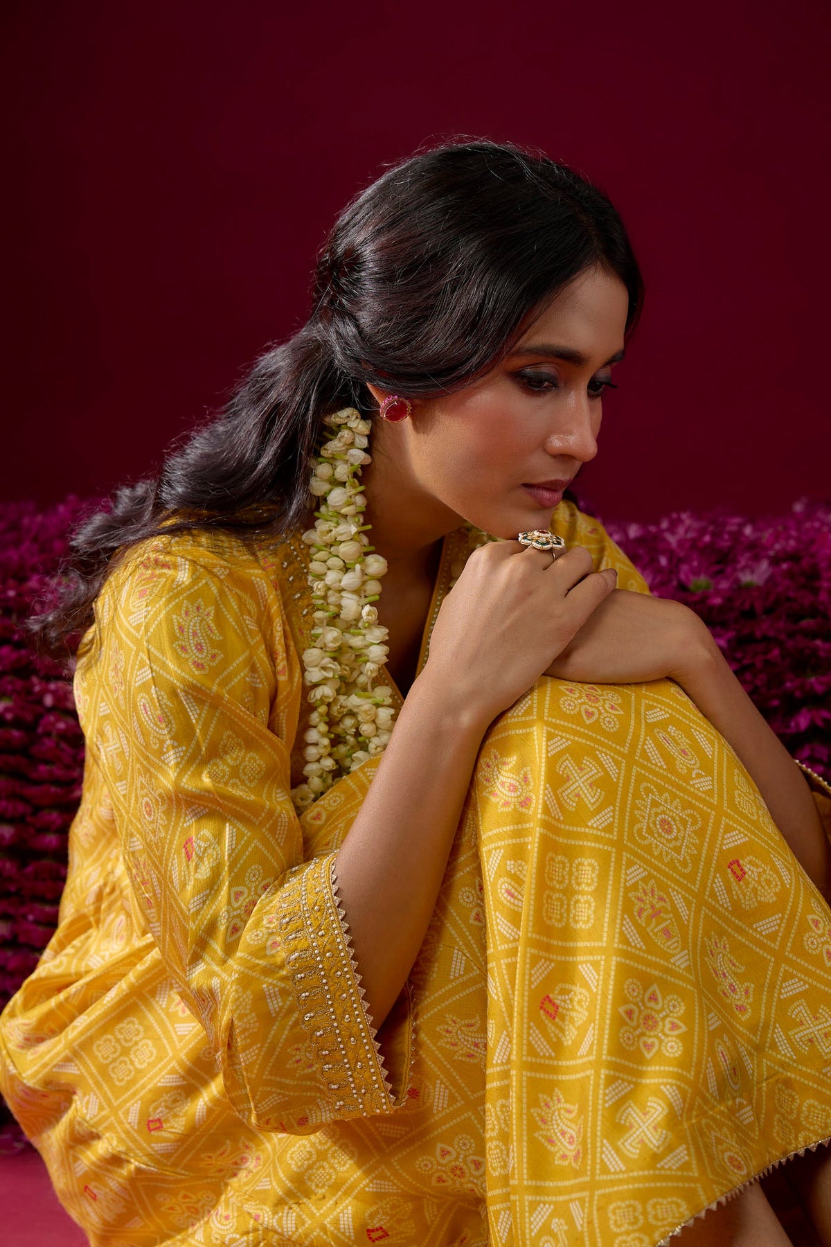 Safiya - Mustard Long Kaaftan With Salwar
