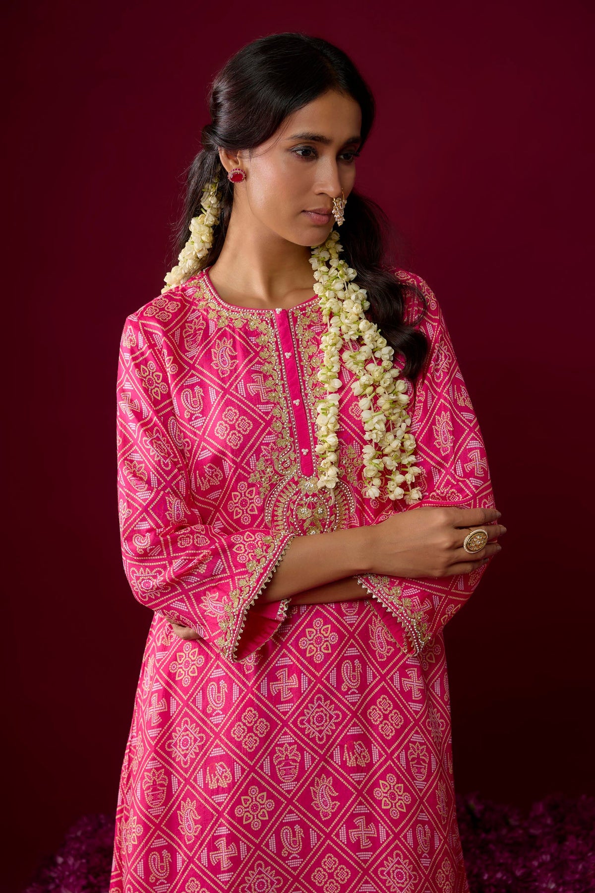 Sarah - Pink Long Kaaftan With Salwar (RTS)