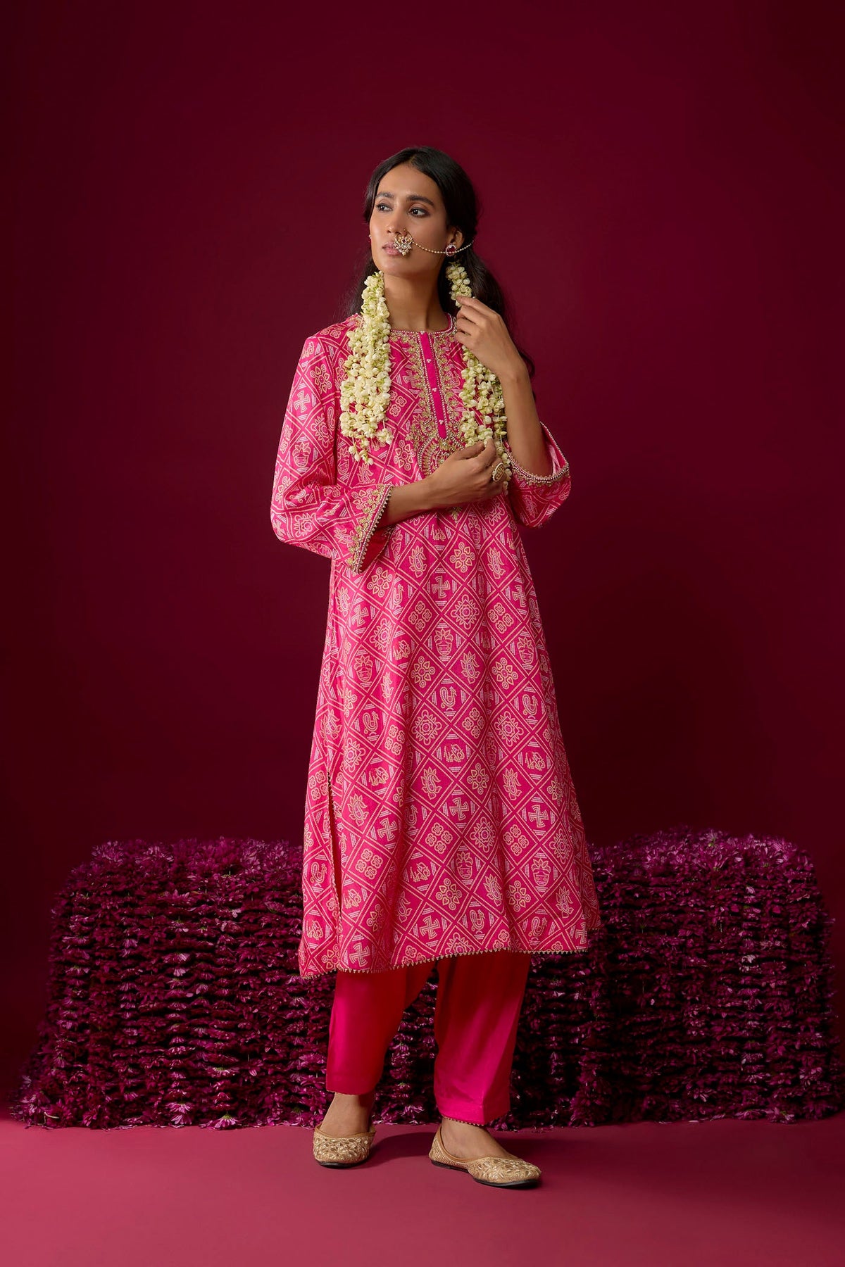 Sarah - Pink Long Kaaftan With Salwar (RTS)