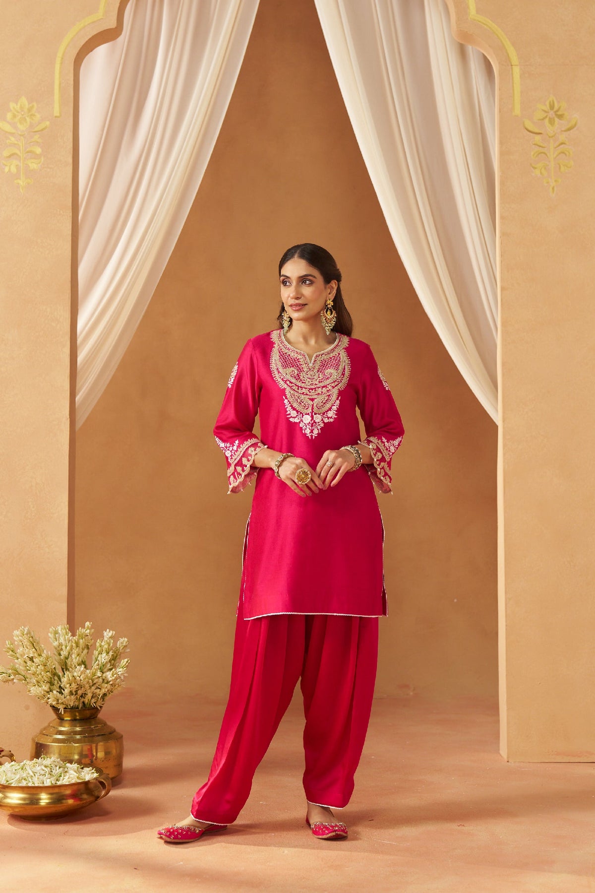 Ashira - Rani Hotpink Short Kurta with Salwar (LXRTS)