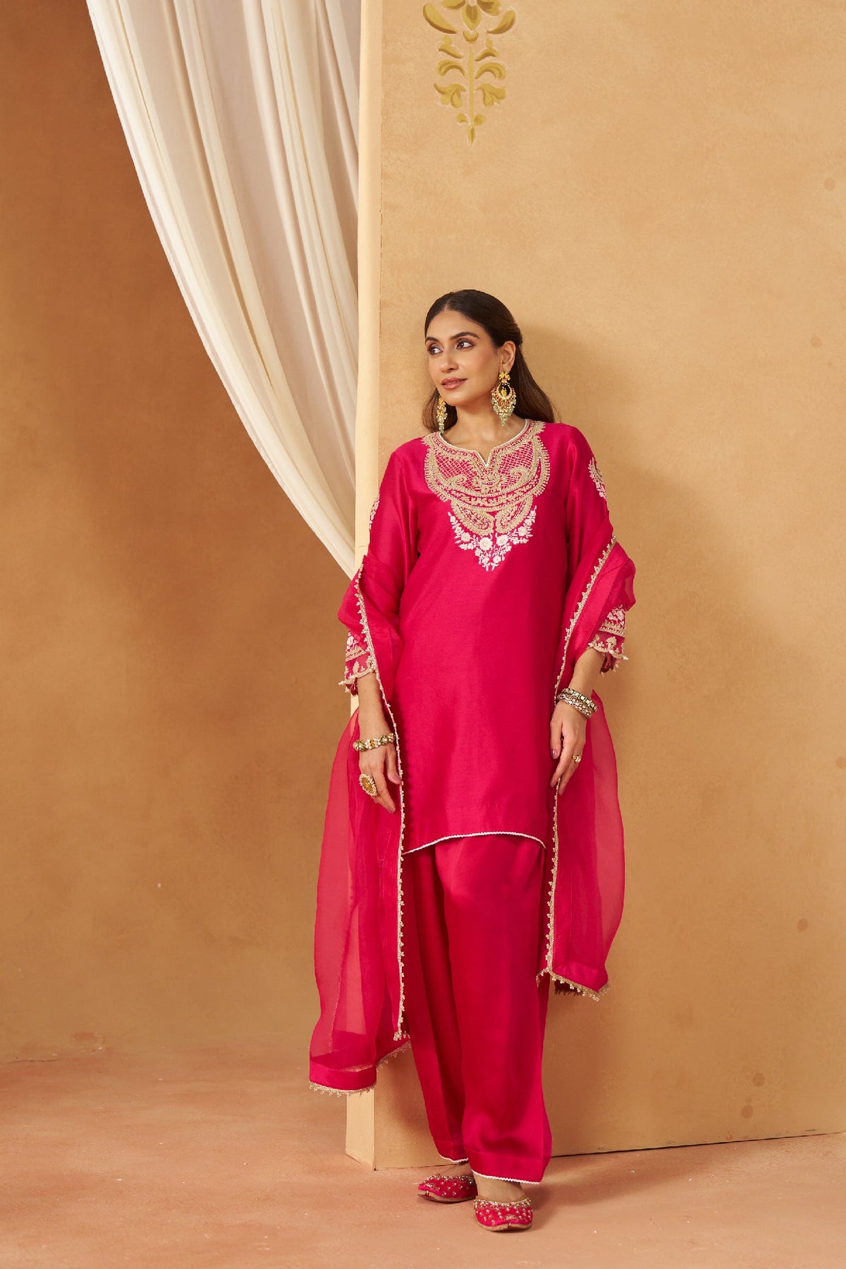 Ashira - Rani Hotpink Short Kurta with Salwar (LXRTS)