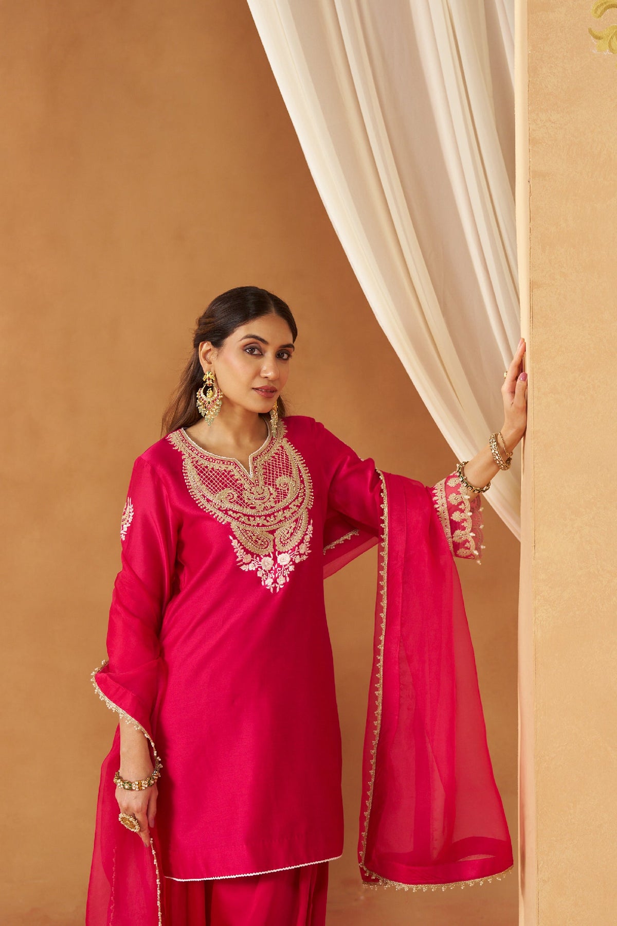 Ashira - Rani Hotpink Short Kurta with Salwar (LXRTS)