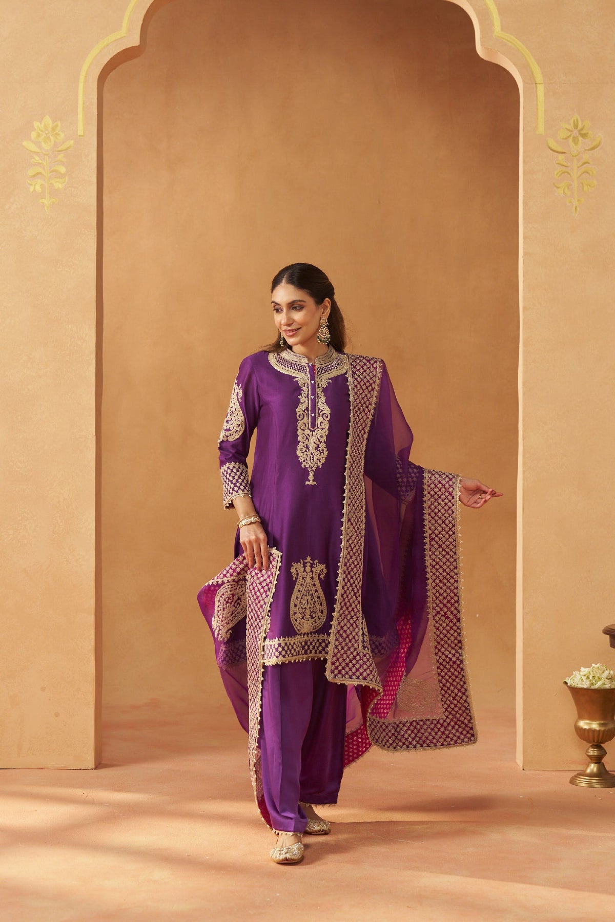 Rabhya- Deep Purple Tilla Embroidered Kurta Set