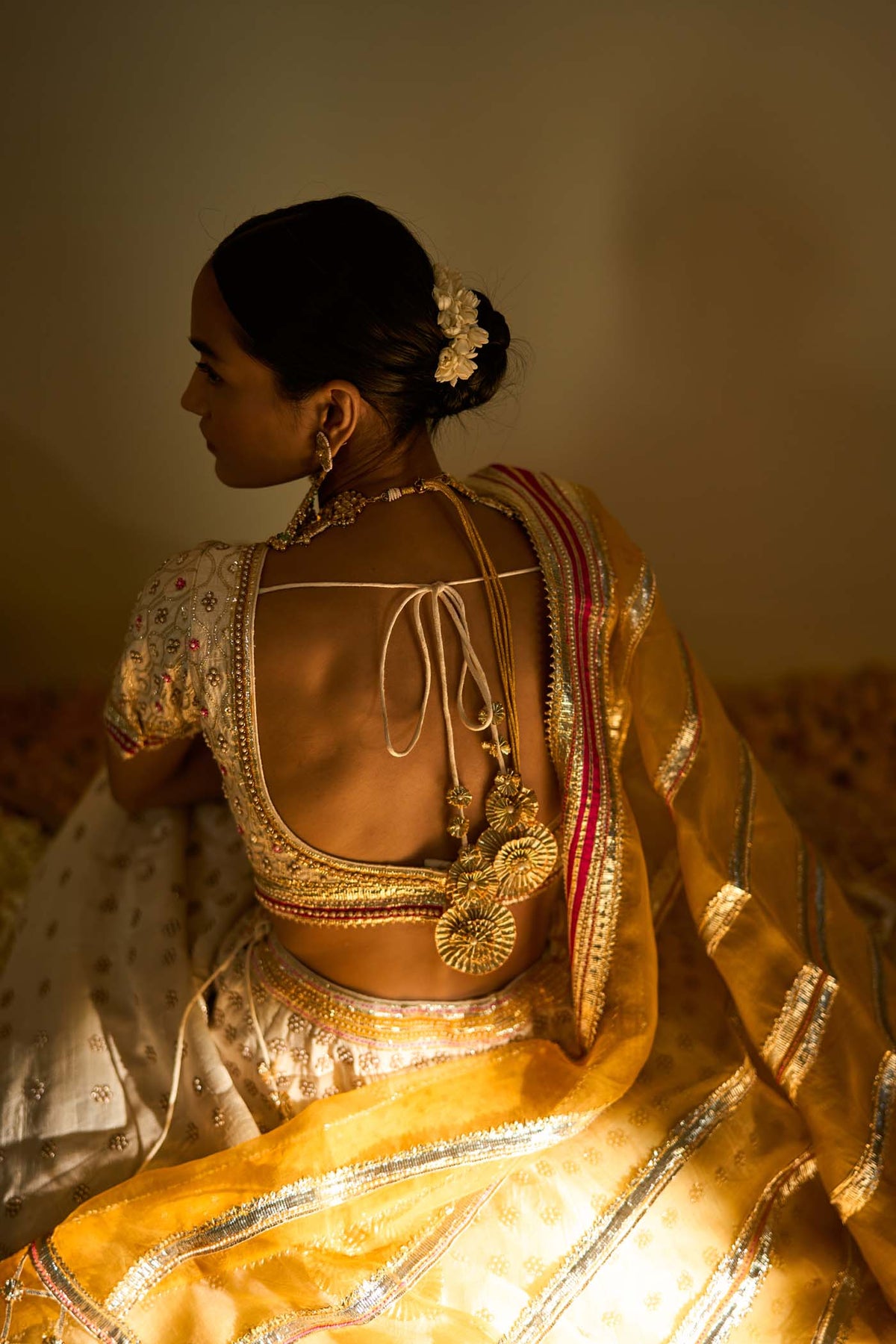 Shahnaz Daisy Ivory lehenga with blouse and dupatta