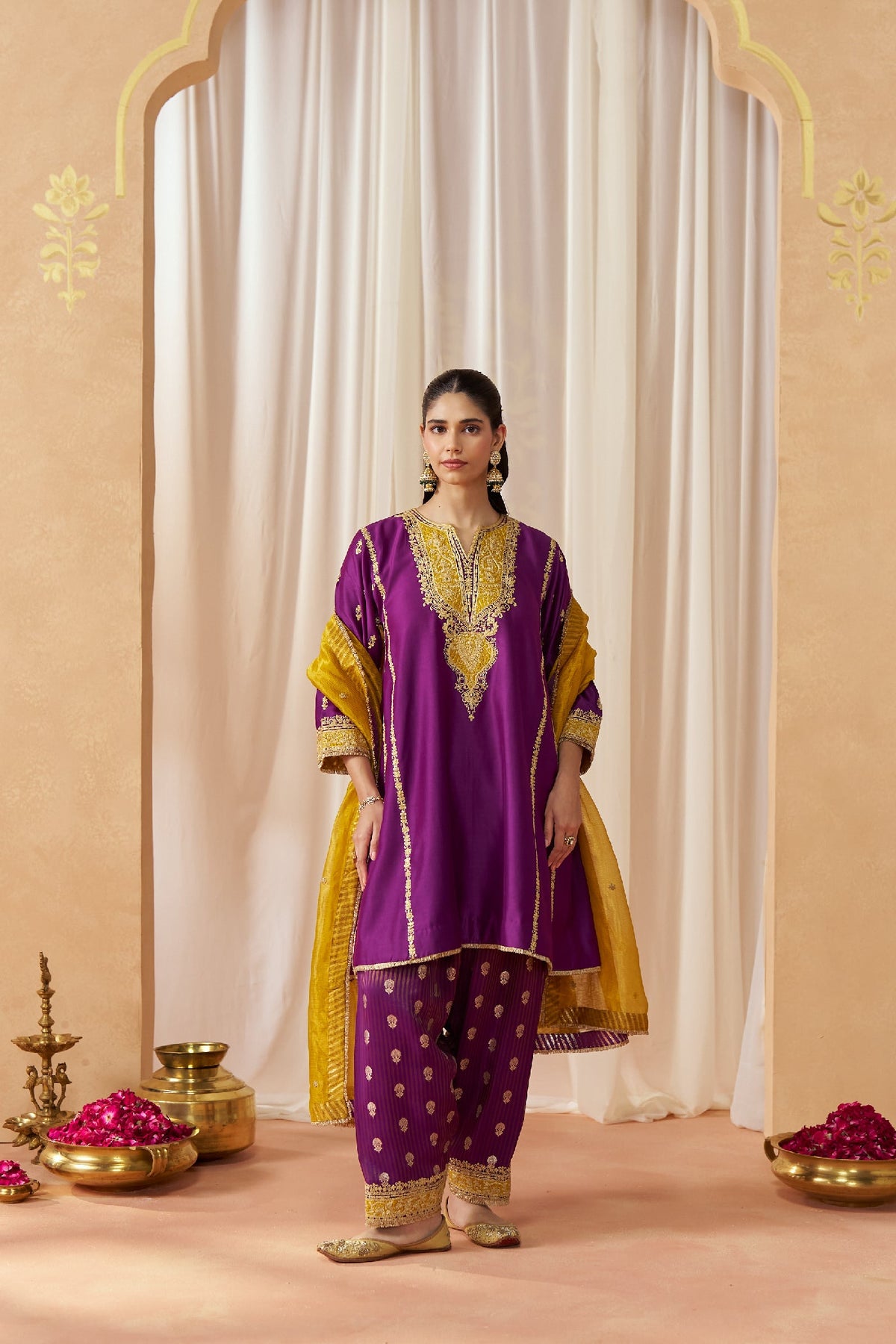 Maahgul Deep Purple Kalidaar Chauga with Salwar (LXRTS)
