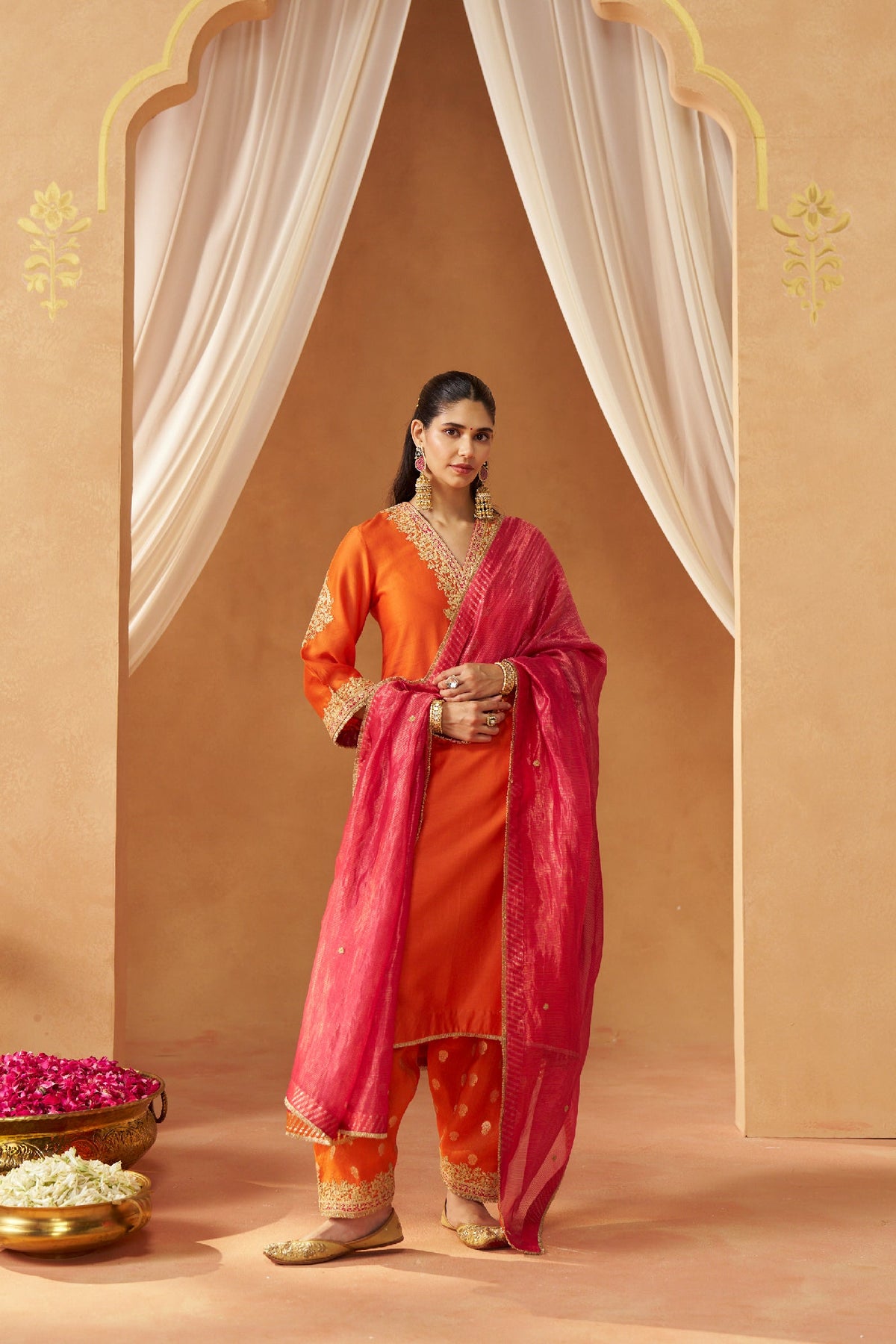 Liana Burnt Orange Chauga with Salwar (LXRTS)