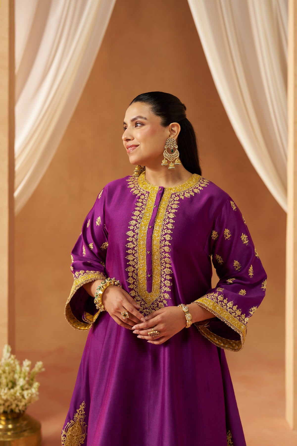 Zeenal Deep Purple A-Line Kaaftan with Salwar (LXRTS)