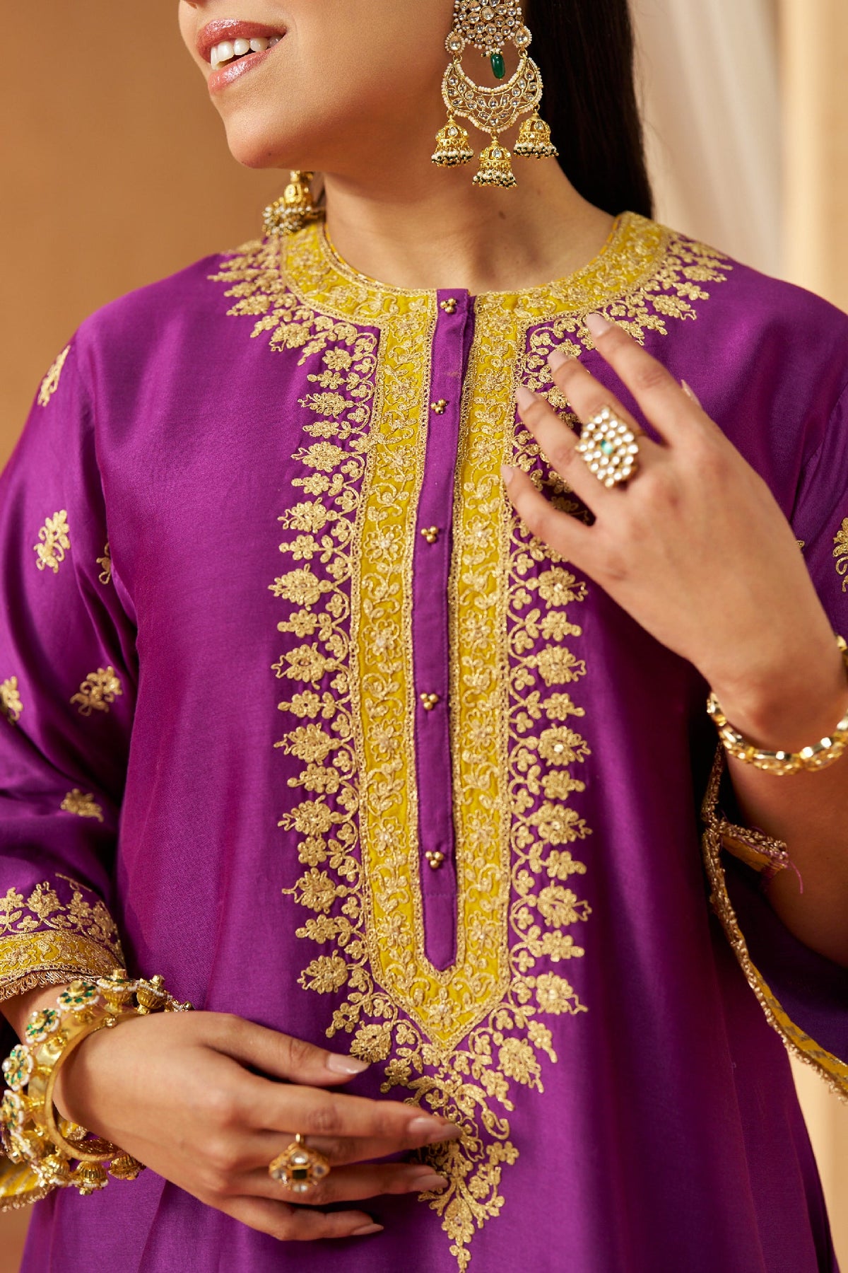 Zeenal Deep Purple A-Line Kaaftan with Salwar (LXRTS)