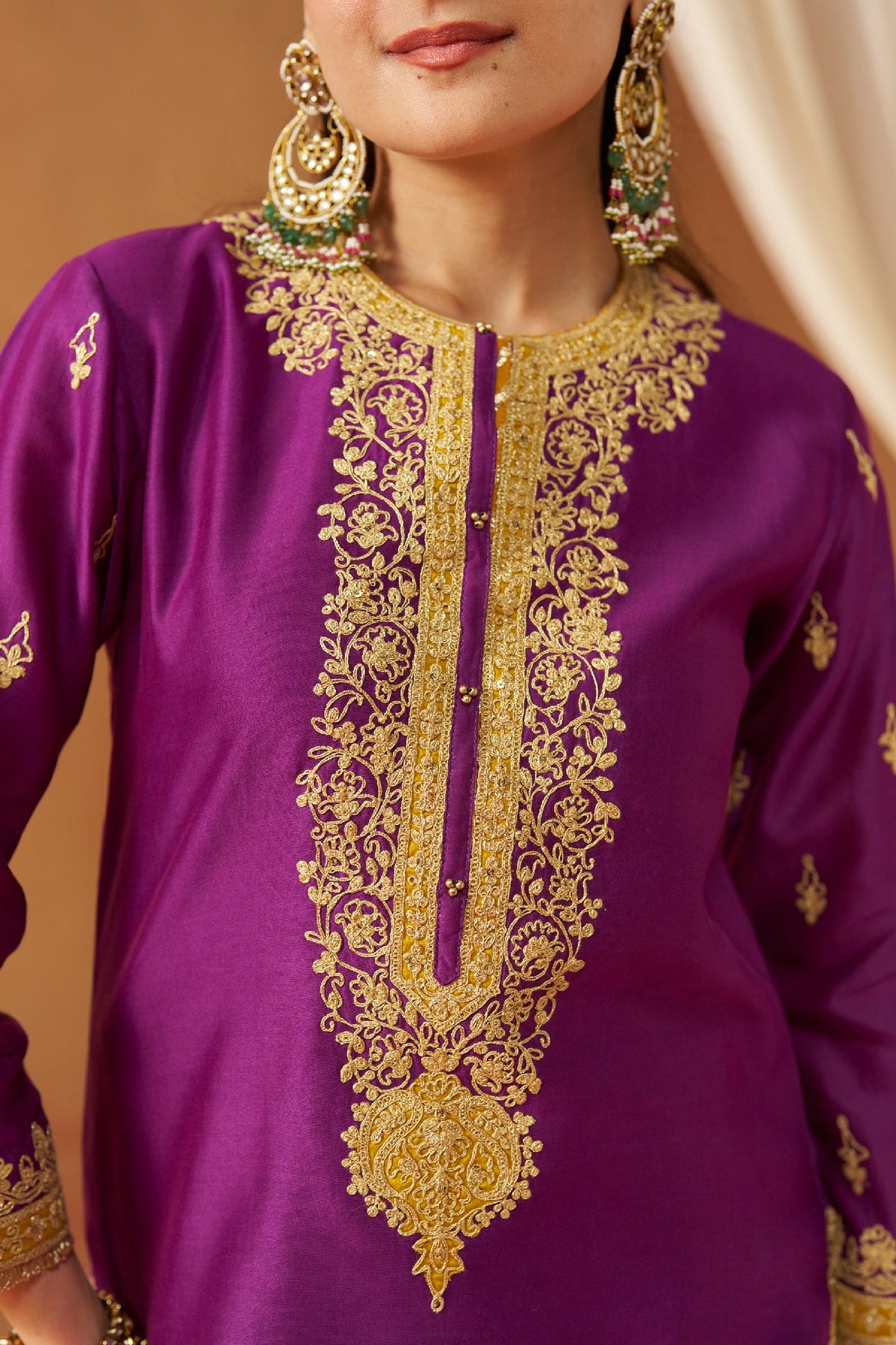 Jasnoor Anand In Fadiya Deep Purple Kurta with Sharara and Dupatta