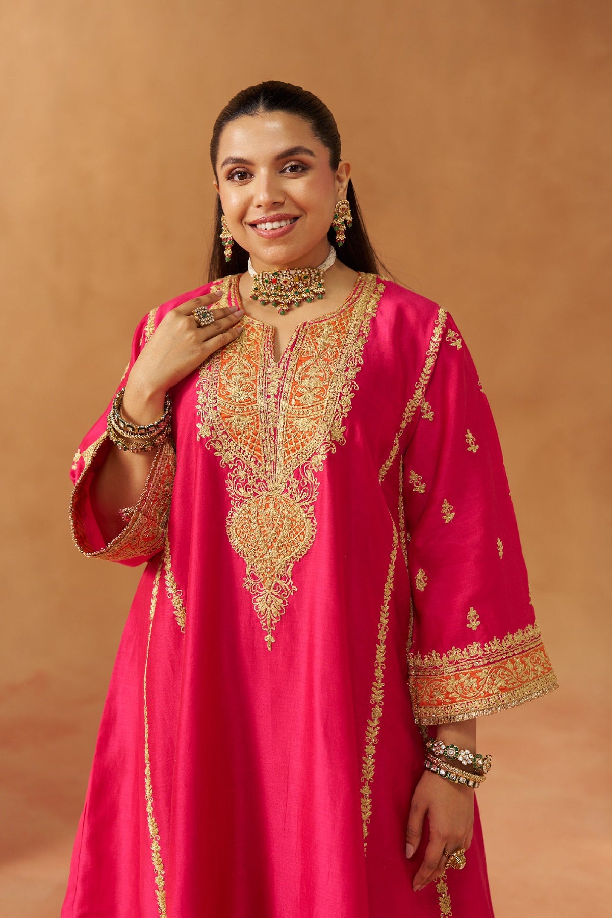 Maahgul Hotpink Kalidaar Chauga with Salwar
