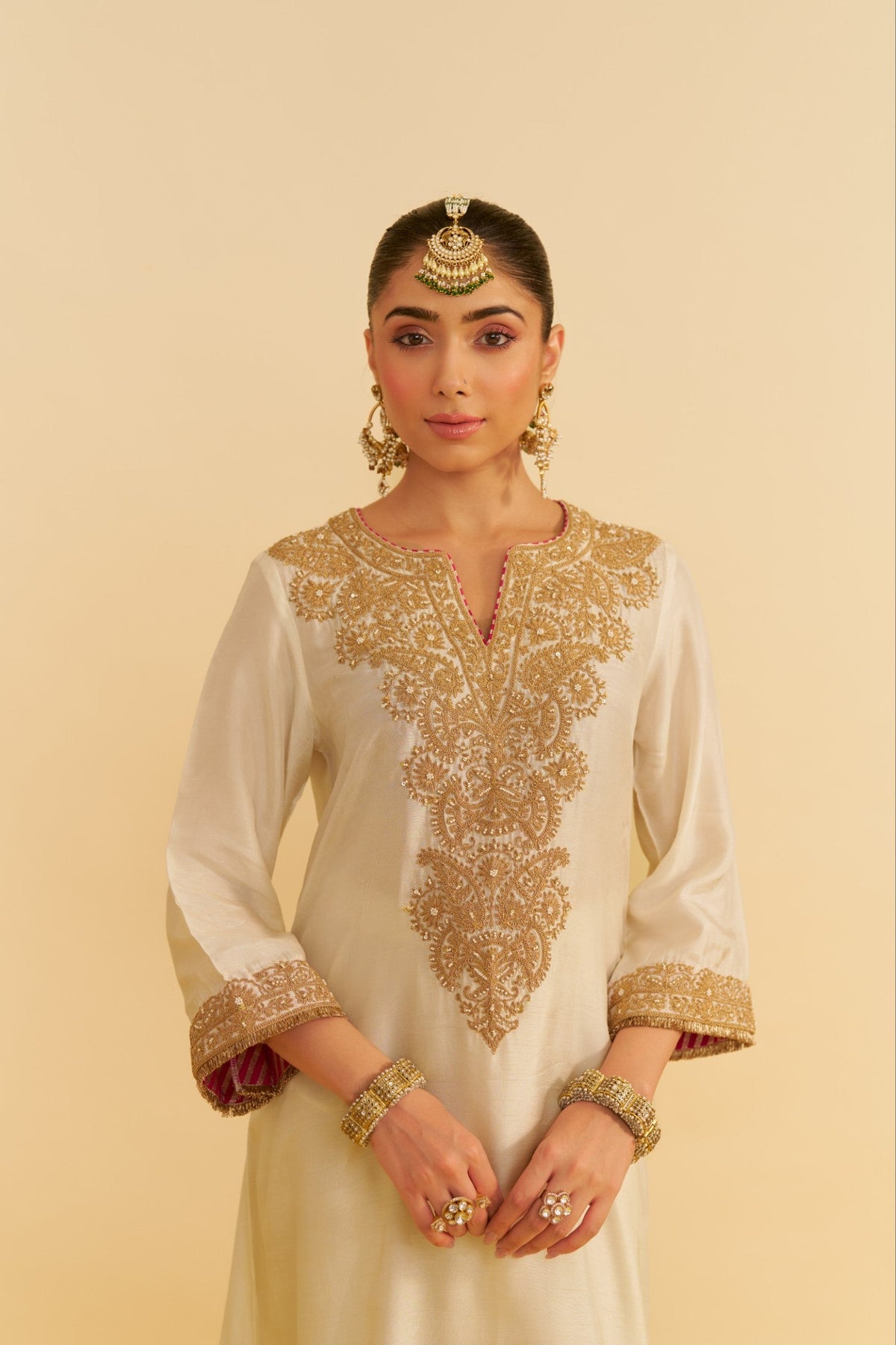 Maheep Kapoor In HIBA - DAISY IVORY LONG KAFTAN WITH SALWAR AND DUPATTA