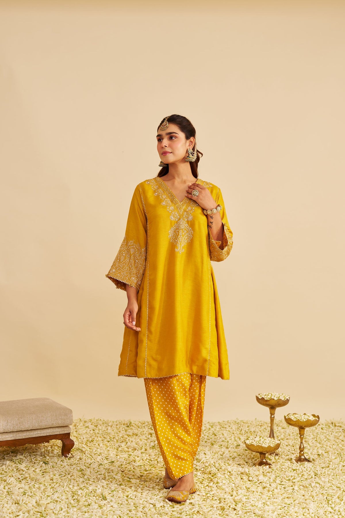 NIYAH - Heirloom Mustard SHORT CHAUGA WITH SALWAR