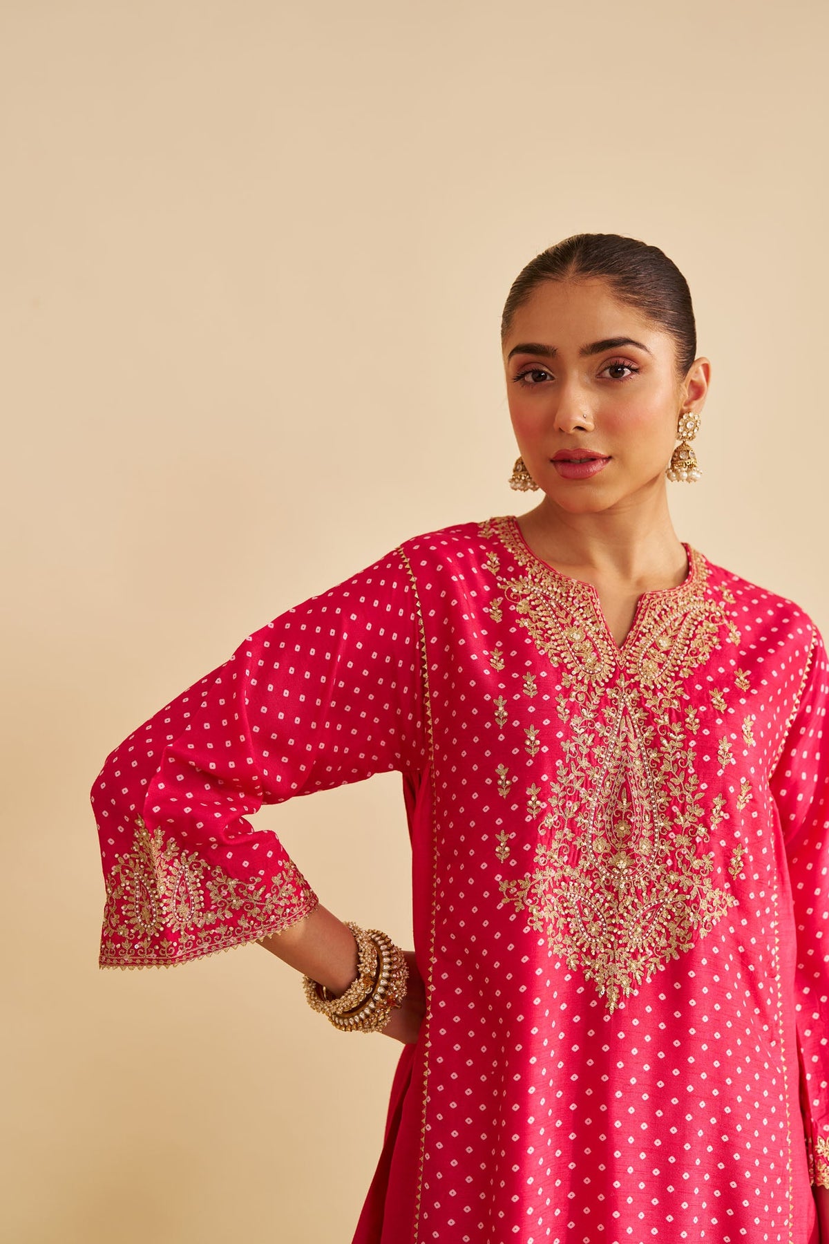 KAYRA - Rani Hotpink SHORT GATHERED CHAUGA WITH SALWAR