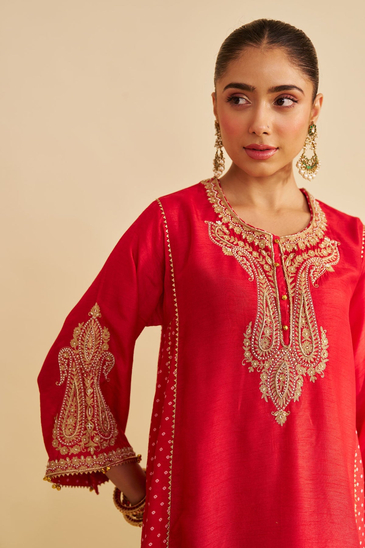 JERIAH - RED SHORT CHAUGA WITH SALWAR