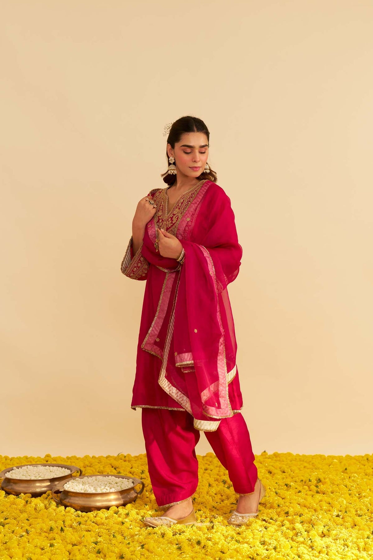MEHZA - Rani Hotpink HORT CHAUGA WITH SALWAR