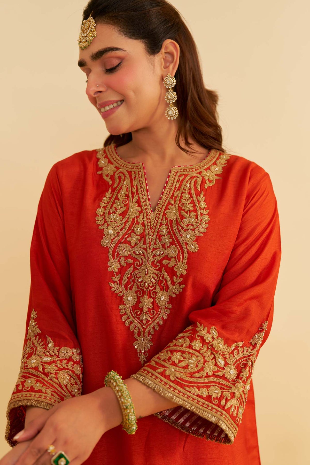 MARWA - BURNT ORANGE SHORT CHAUGA WITH SALWAR