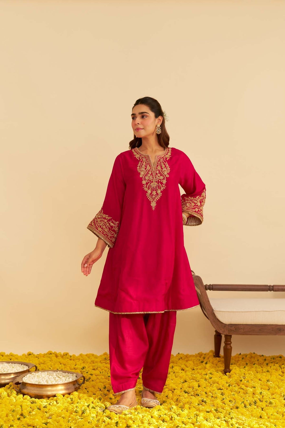 MARWA - Rani Hotpink SHORT CHAUGA WITH SALWAR (Lxrts)