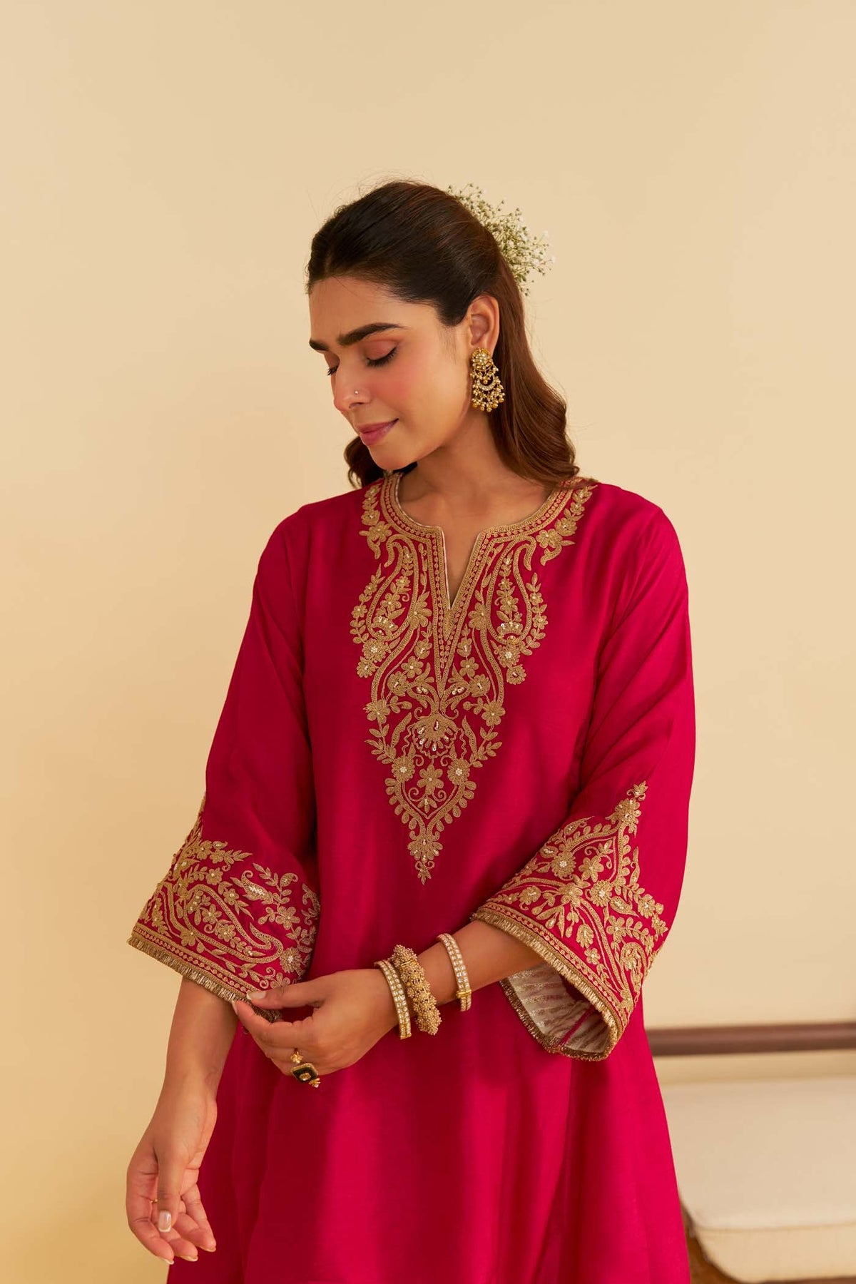 MARWA - Rani Hotpink SHORT CHAUGA WITH SALWAR