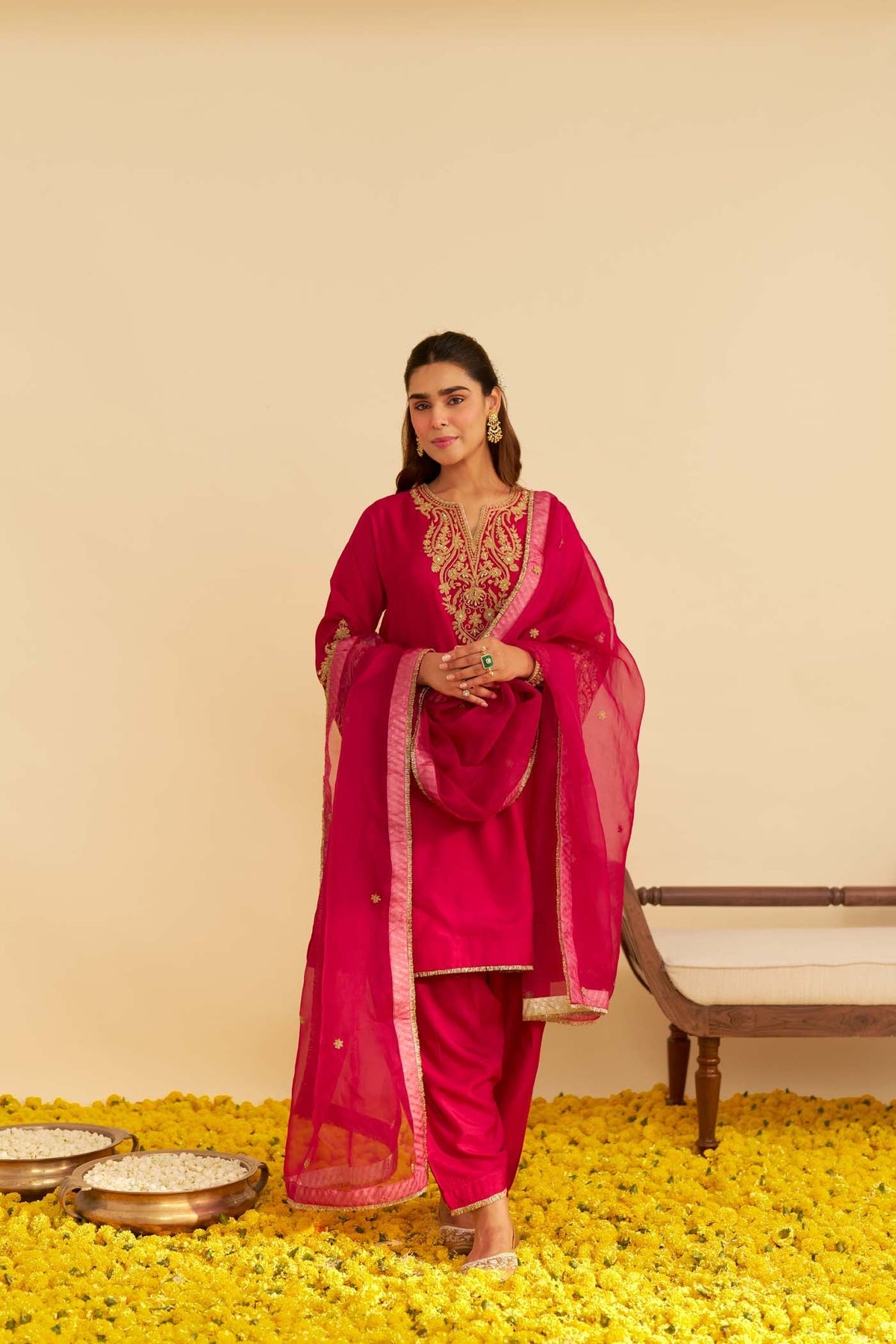 MARWA - Rani Hotpink SHORT CHAUGA WITH SALWAR (Lxrts)
