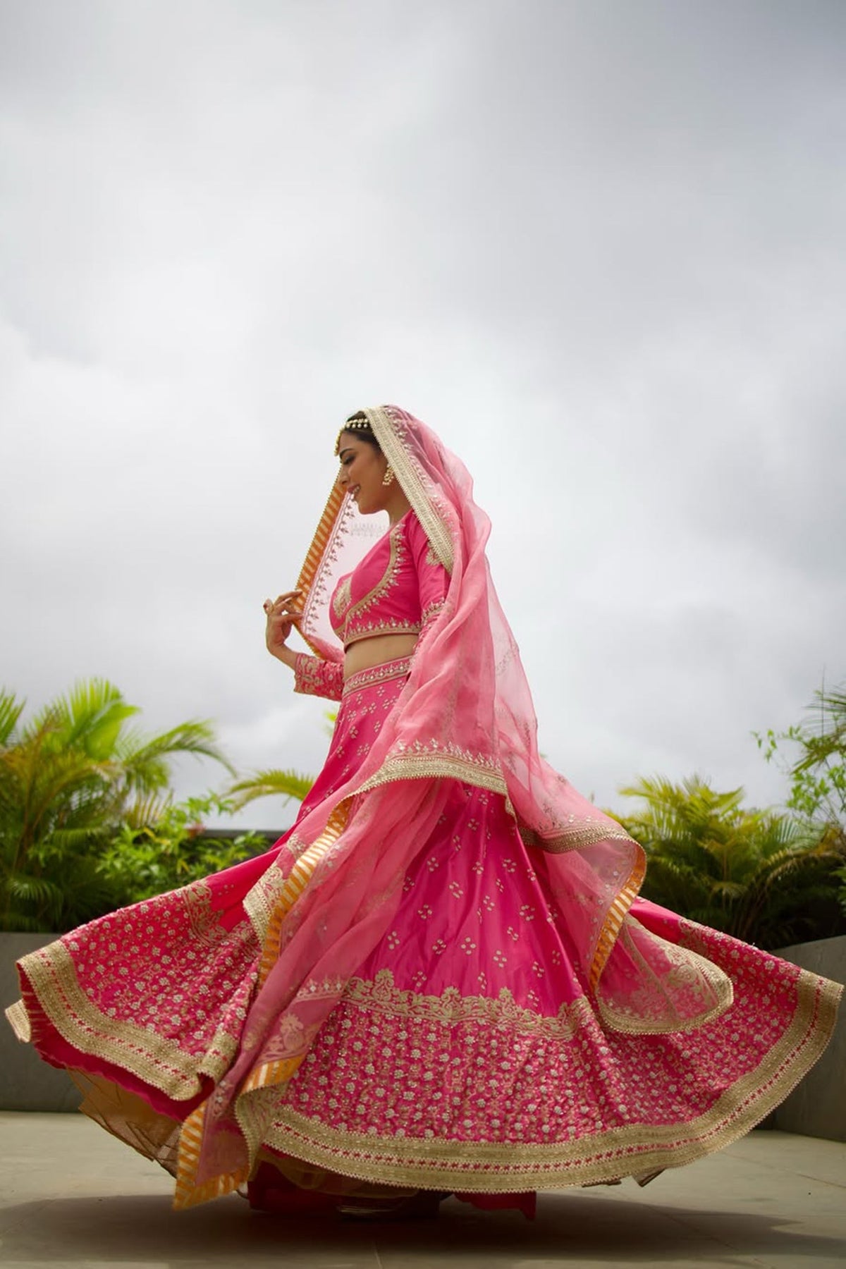 Nisha Agarwal In Naaina- Flamingo Pink Lehnega Set with Dupatta