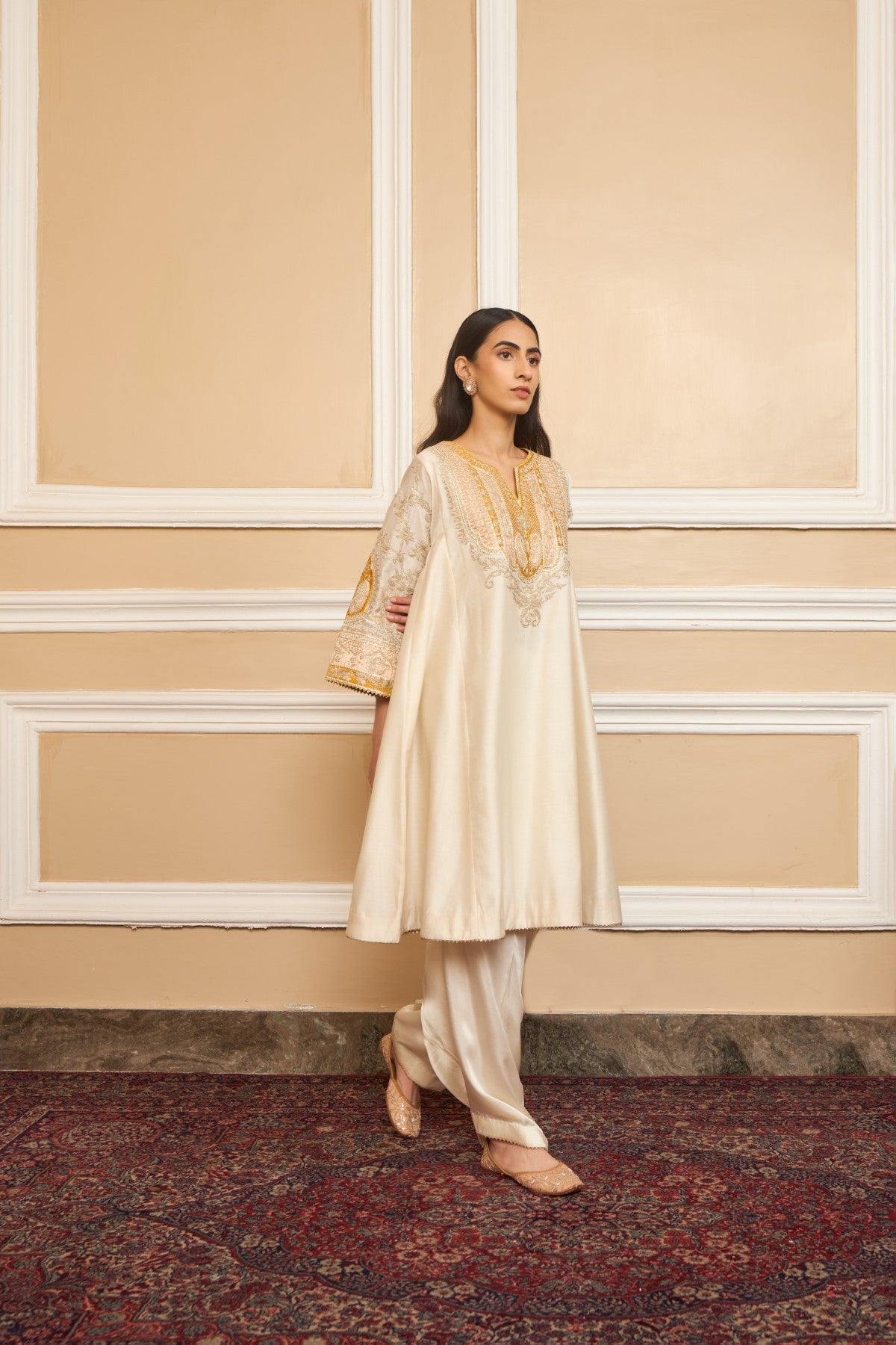 MOHSINA - DAISY IVORY SHORT KALIDAAR CHOGA WITH SALWAR