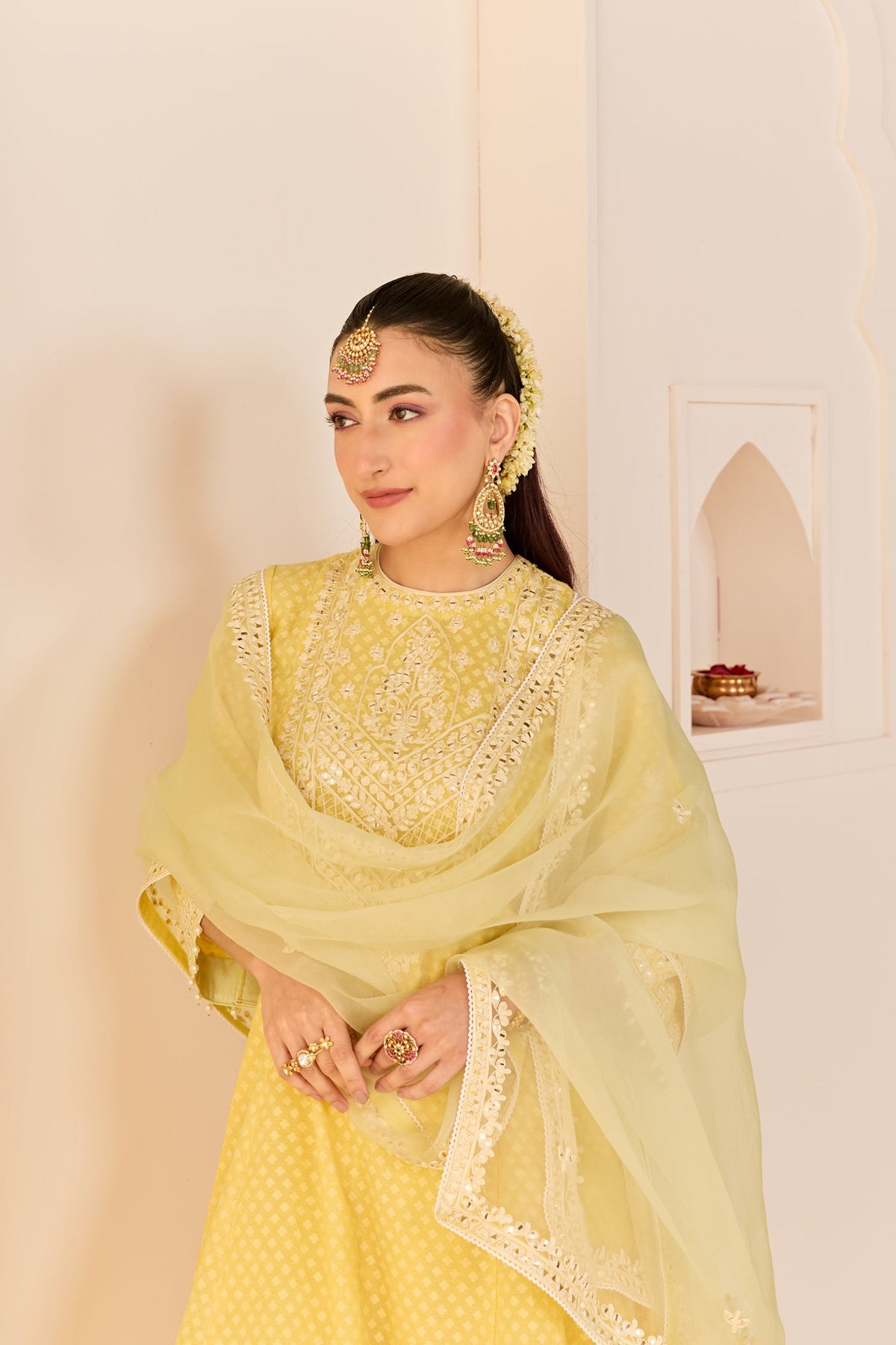 Tripiti Gulati In Nida - Lemon Yellow Short Choga With Farshi Salwar