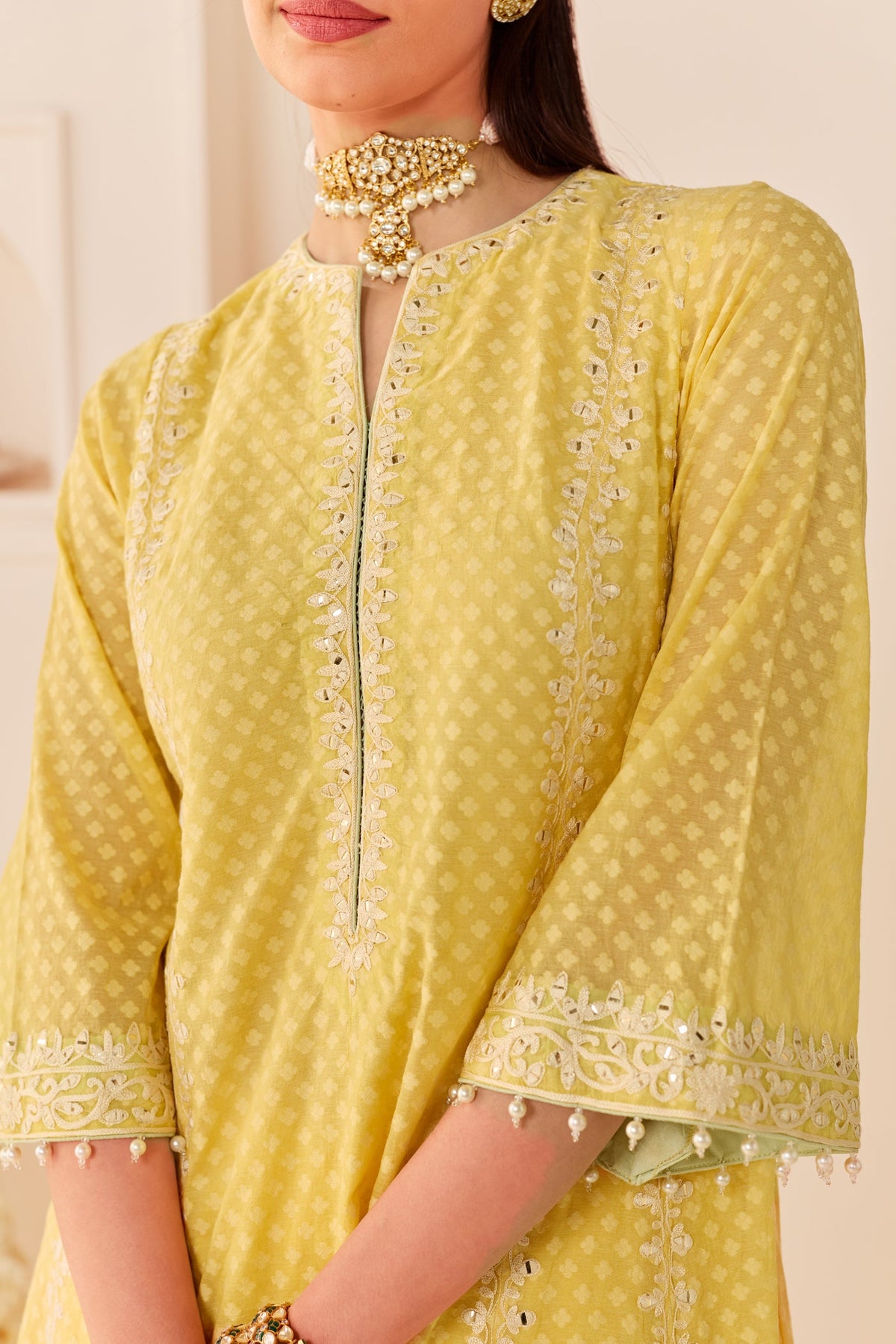 Firdaus -Lemon Yellow Long Kalidaar Chauga With Dogri Salwar And Dupatta (LXRTS)