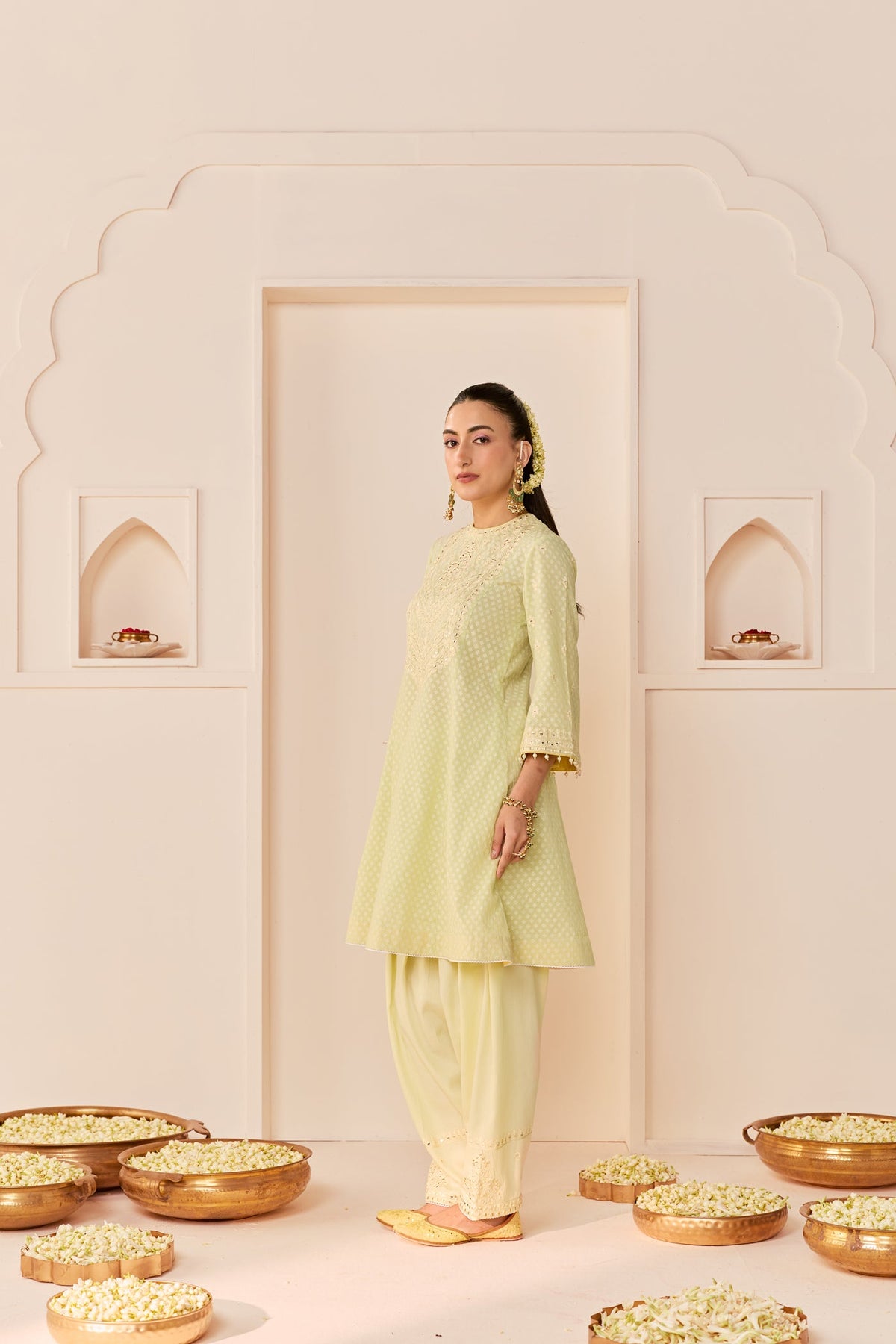 Aishani Maini In Nida - Mint Green Short Choga With Farshi Salwar