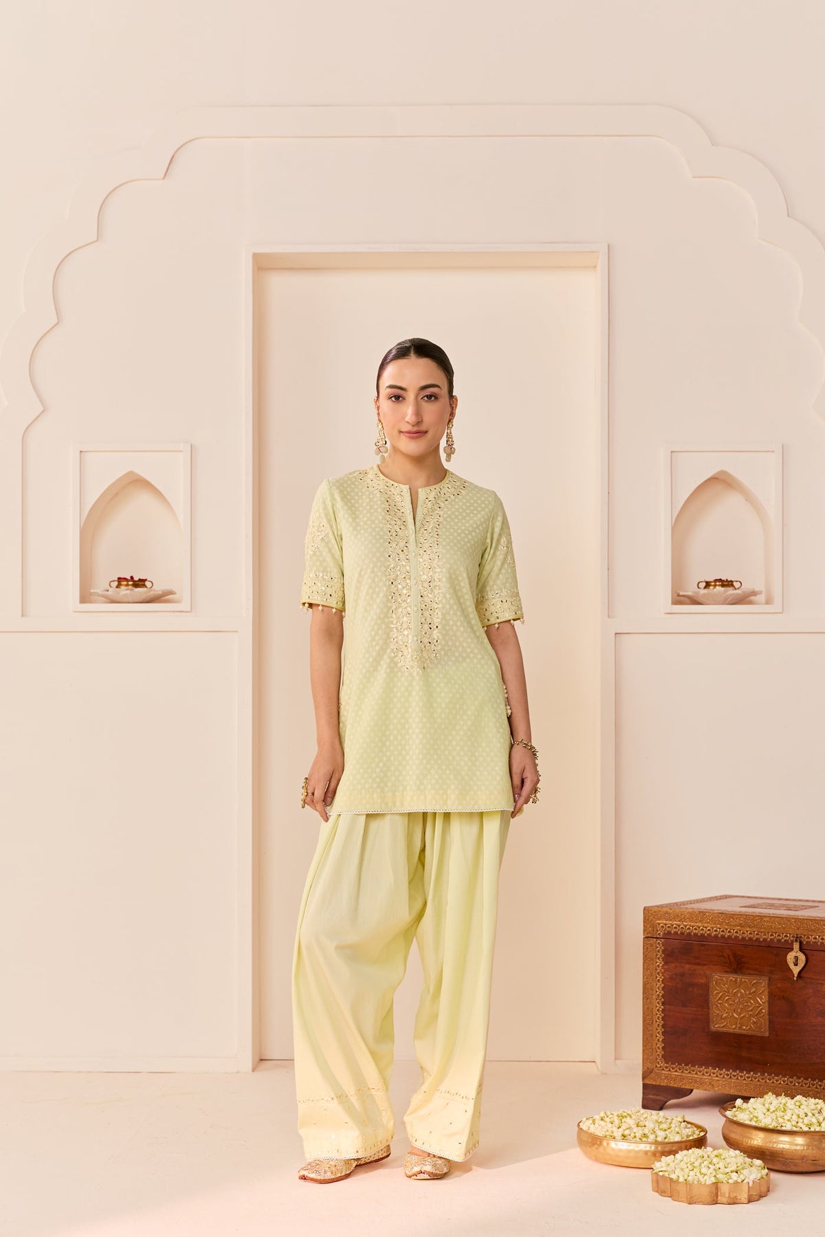 Anaisha - Mint Green Short Kurta With Farshi Salwar (LXRTS)