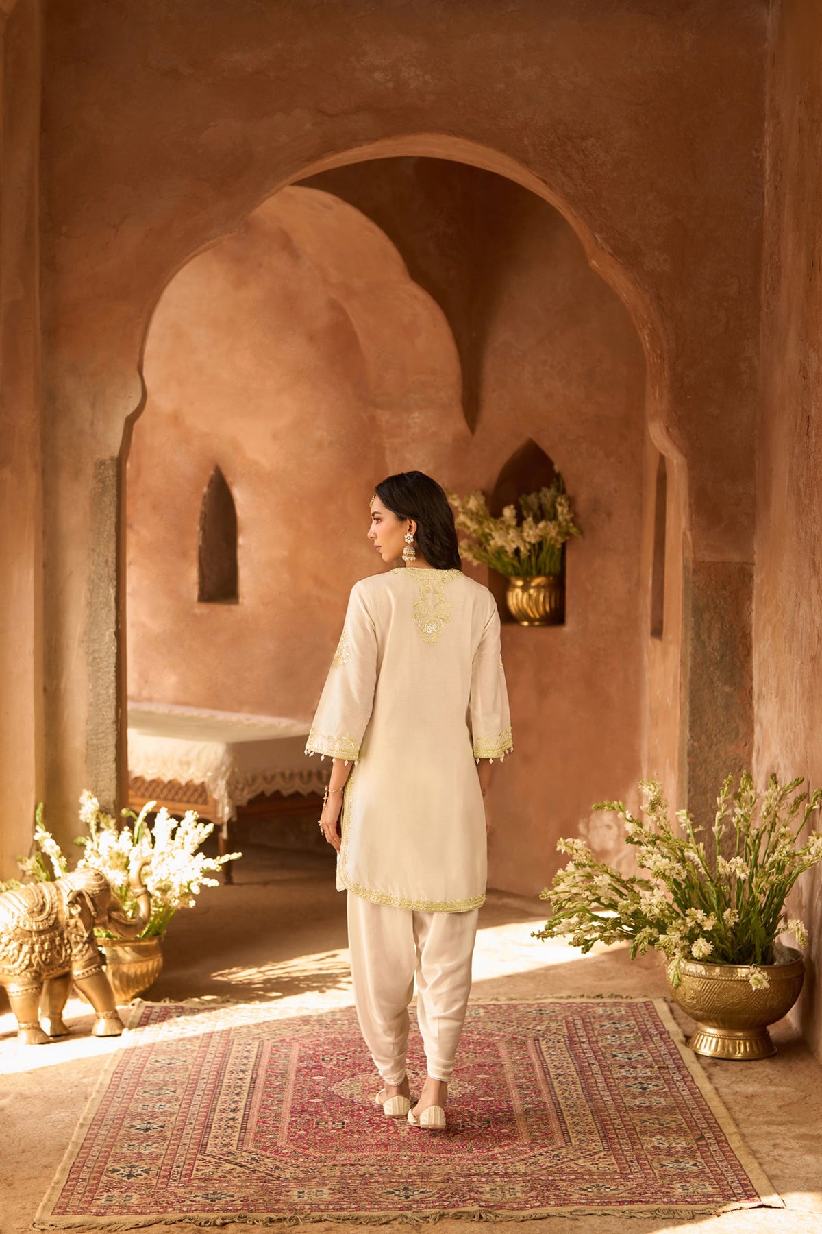 NYRA - DAISY IVORY WITH MINT GREEN SHORT KURTA AND DHOTI (LXRTS)