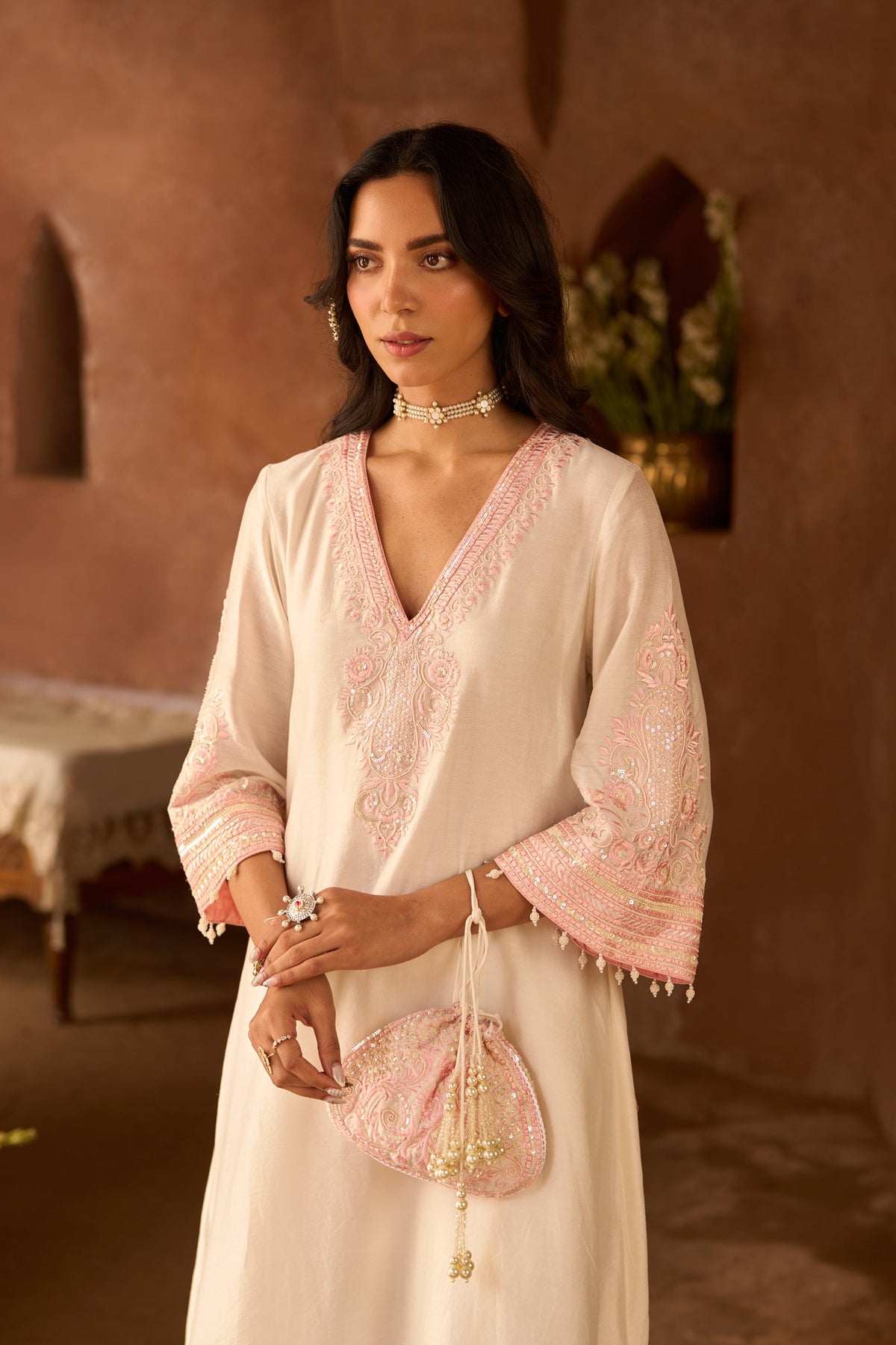 Payal Sen In SAHABAT - DAISY IVORY WITH PINK KAAFTAN WITH SALWAR