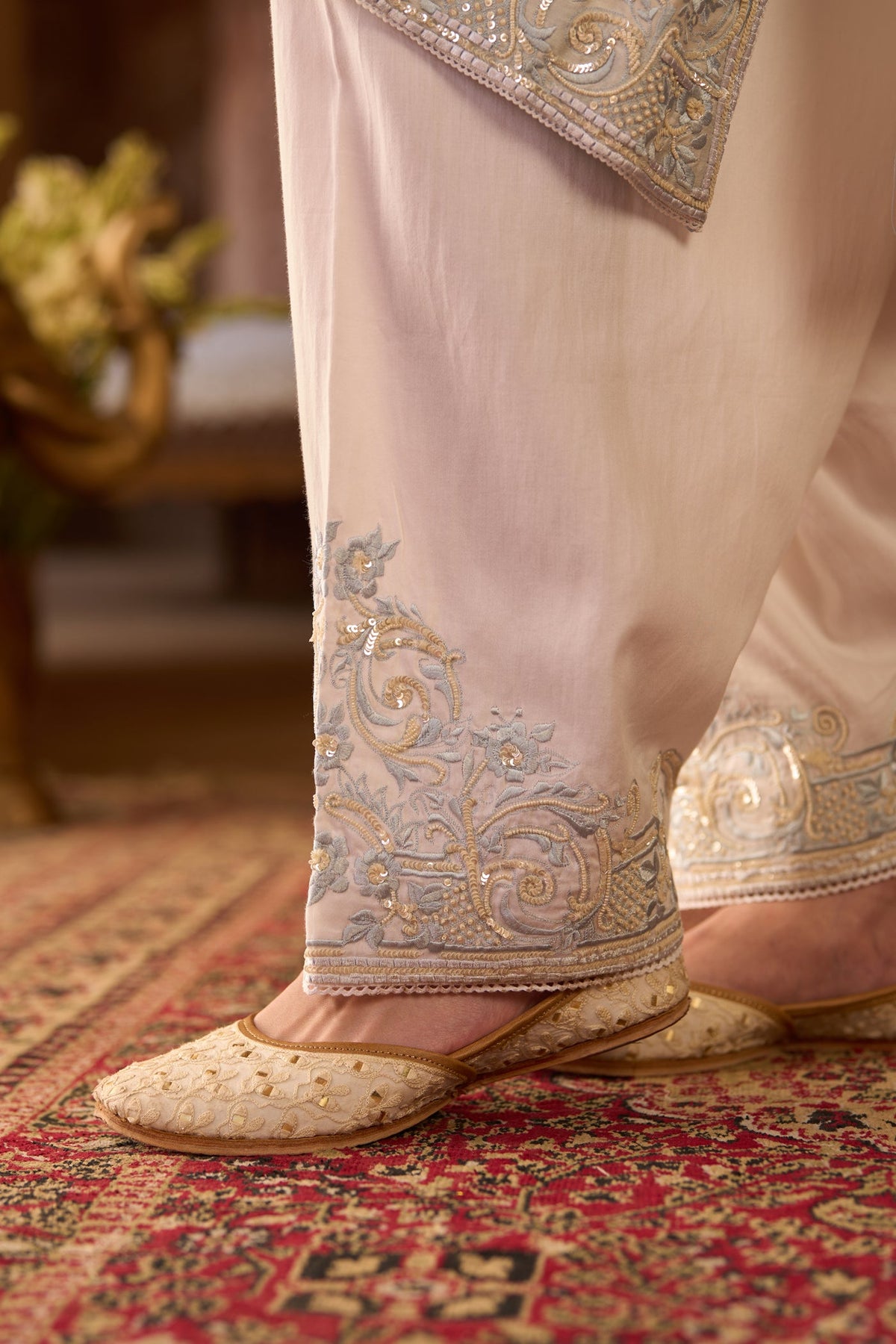 HANI - DAISY IVORY WITH BLUE A-LINE KURTA WITH SALWAR AND DUPATTA