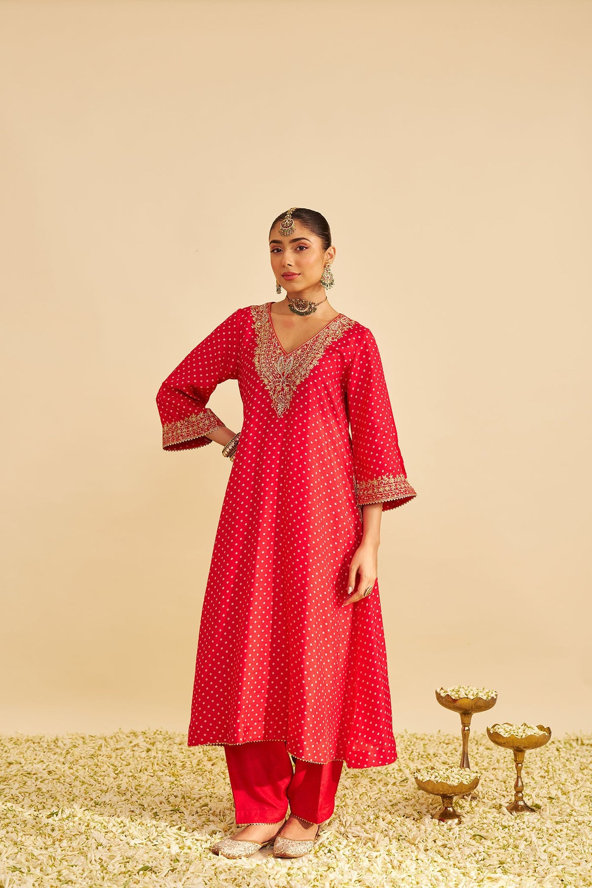 ZALIYAH - RED LONG CHAUGA WITH SALWAR (LXRTS)