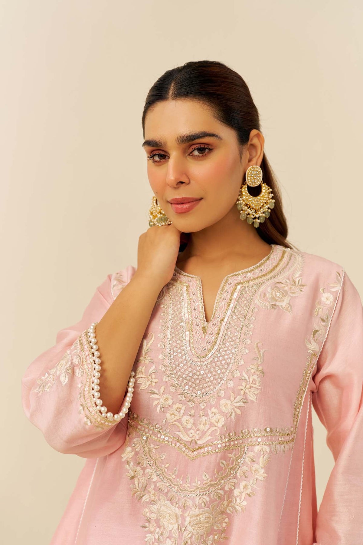 AIZA - Blush Pink SHORT CHAUGA WITH SALWAR