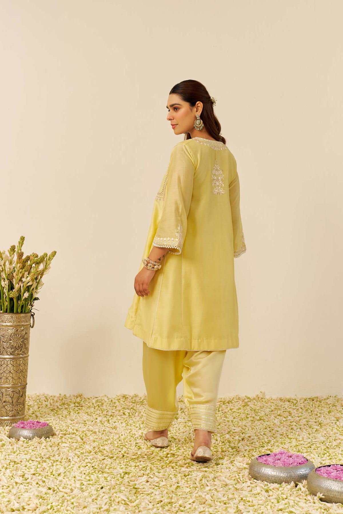 AIZA - Lemon Yellow SHORT CHAUGA WITH SALWAR