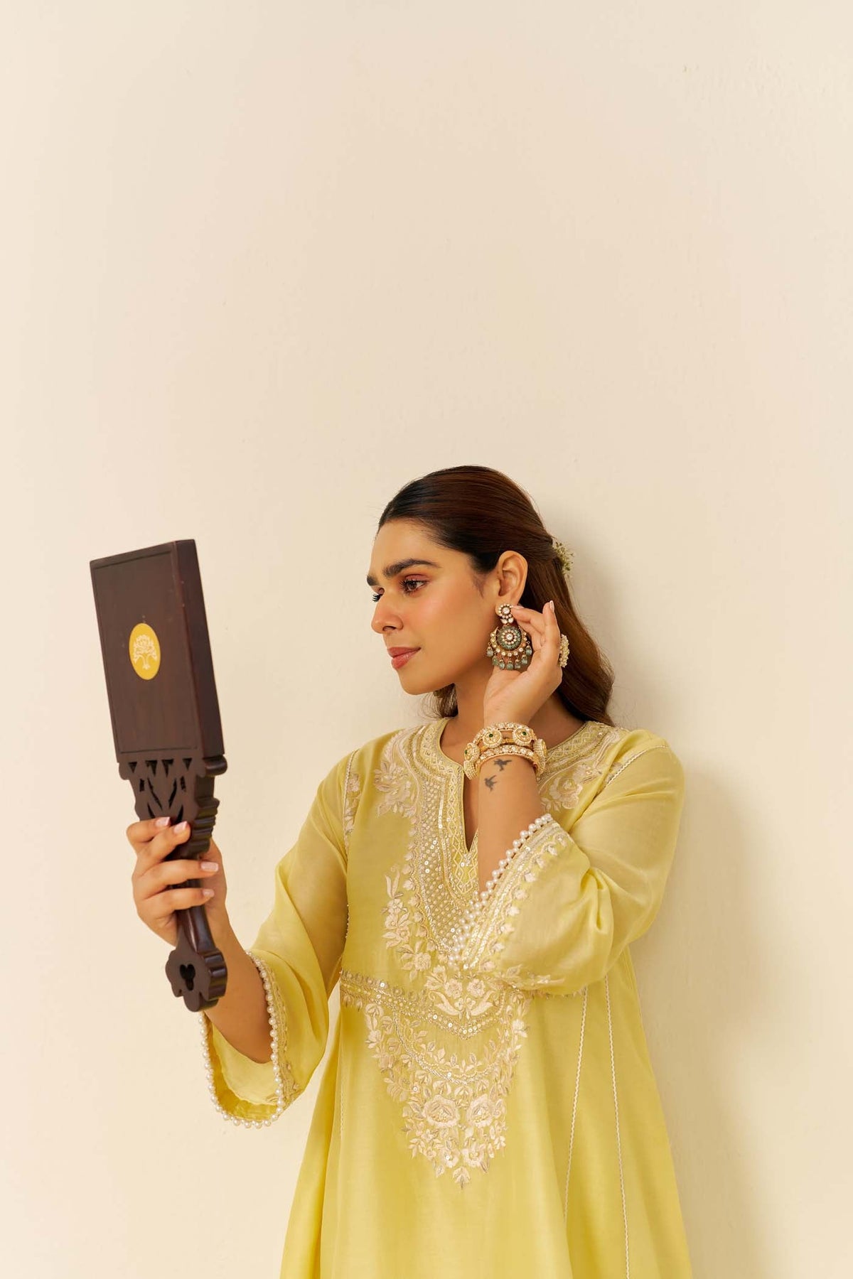 AIZA - Lemon Yellow SHORT CHAUGA WITH SALWAR