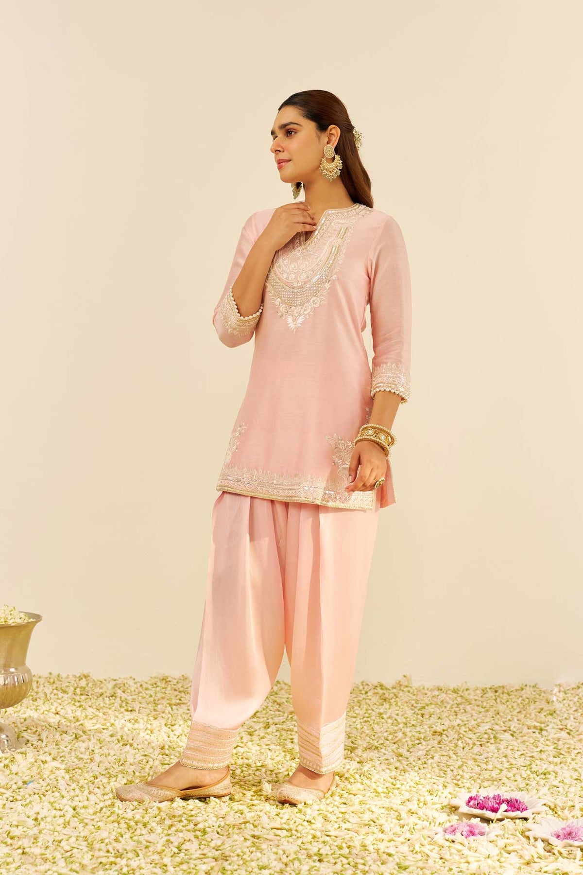 SARA - Blush Pink SHORT KURTA WITH SALWAR
