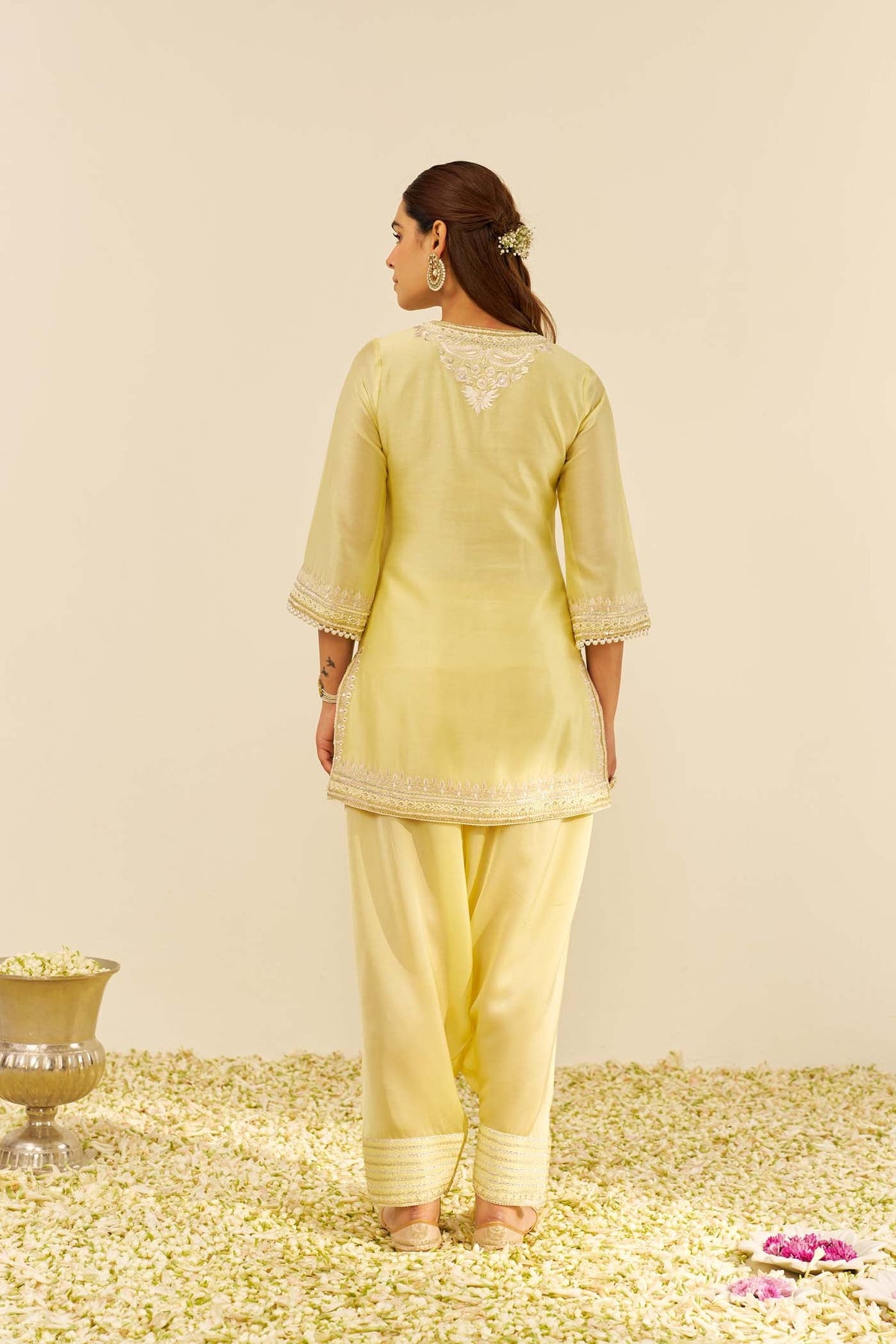 SARA - Lemon Yellow SHORT KURTA WITH SALWAR