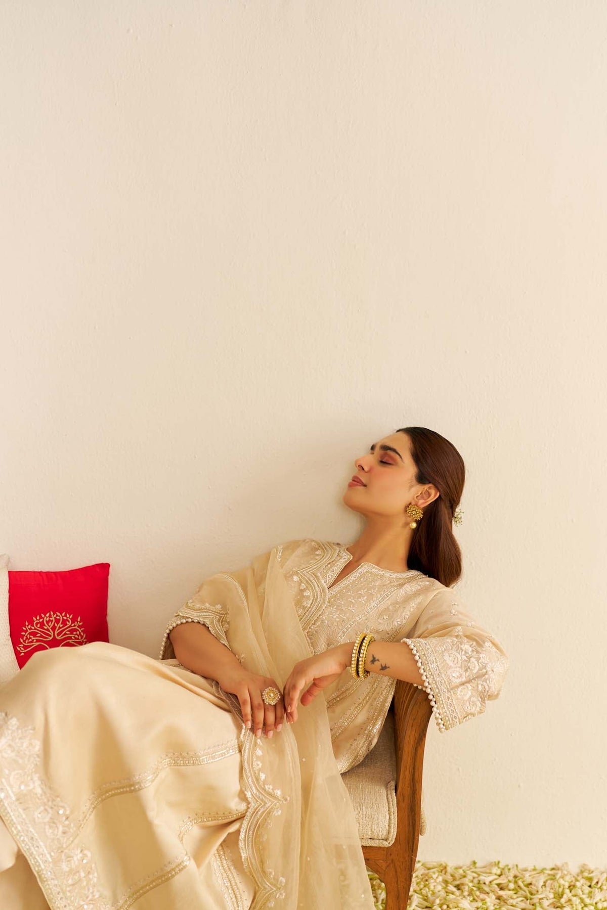 MAAROOFA - Beige LONG CHAUGA WITH SALWAR (LXRTS)