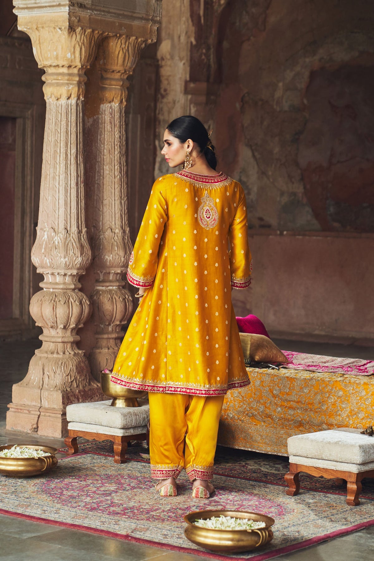 Divya Bhathela In HAFSA - Heirloom Mustard CHAUGA WITH SALWAR
