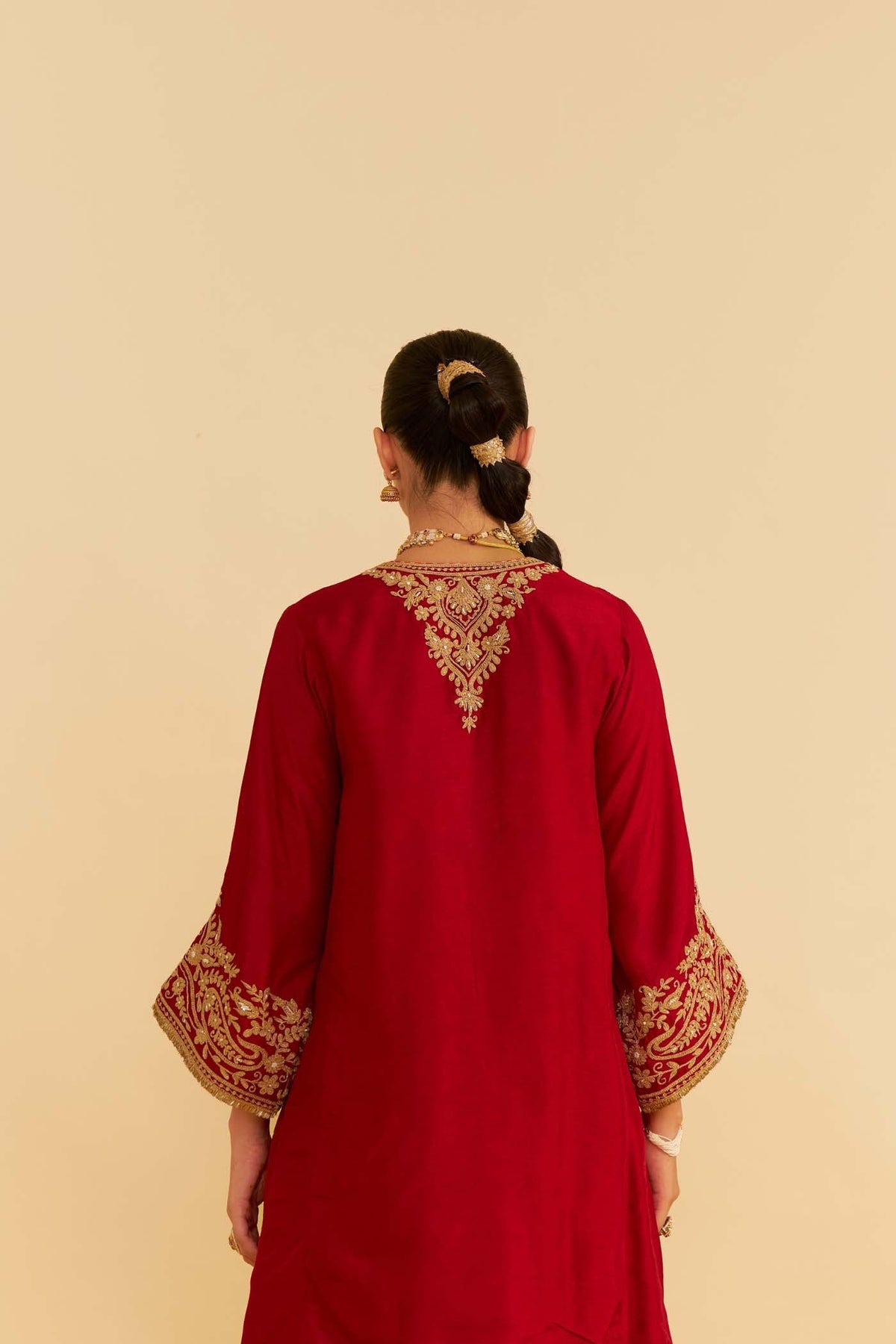 MARWA - DEEP RED SHORT CHAUGA WITH SALWAR