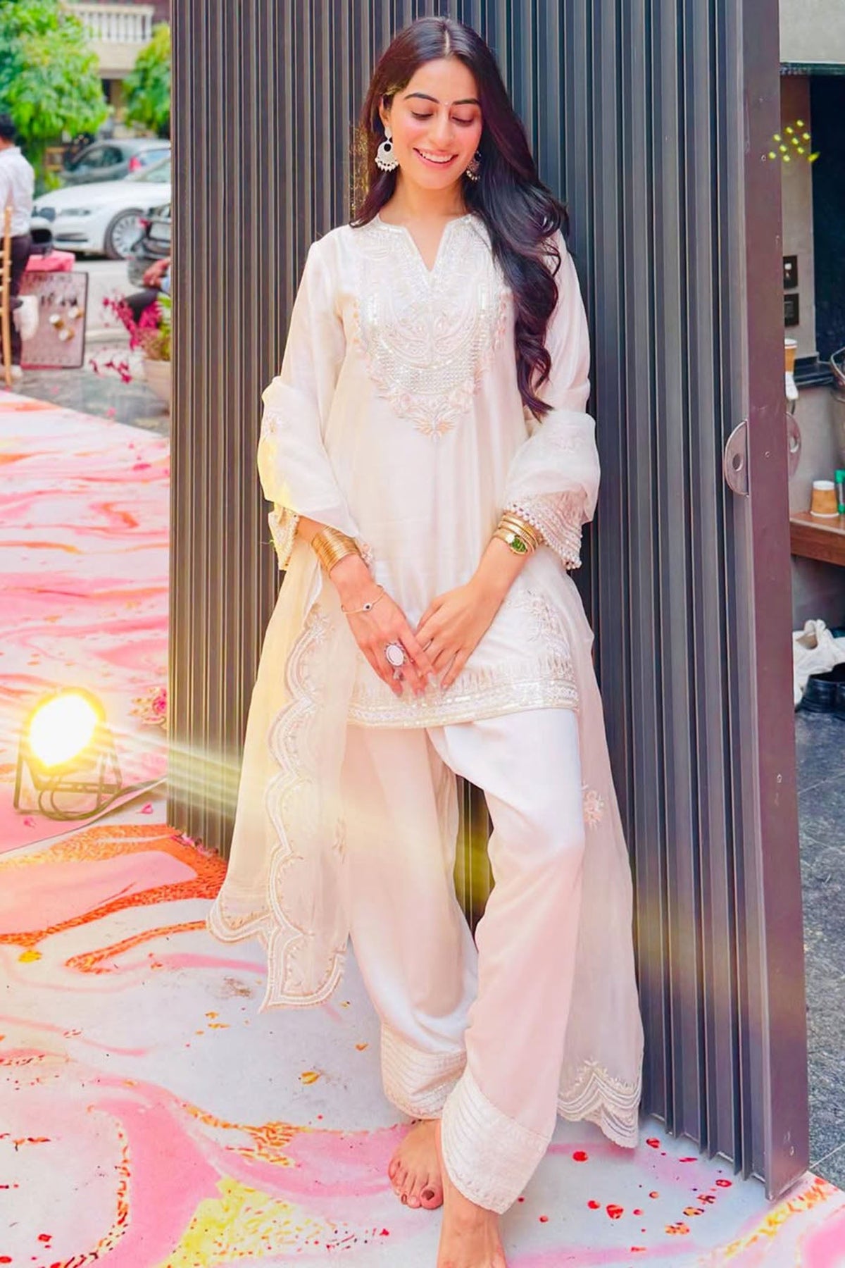 Nikita Chawla in Sara- Daisy Ivory Short Kurta With Salwar