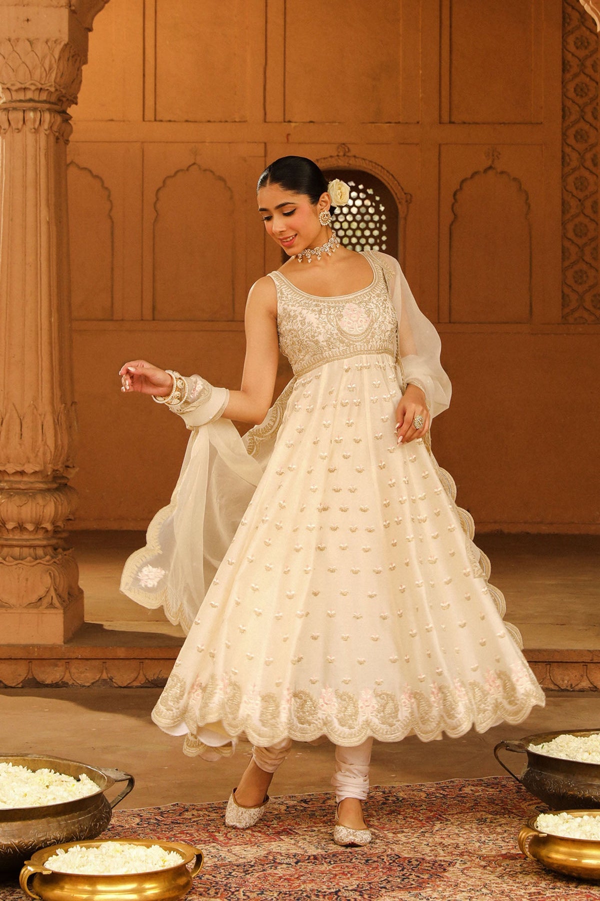 Chitrangda Singh  In Wafiya - Daisy Ivory Ankle Length Anarkali with Chooridaar and Dupatta