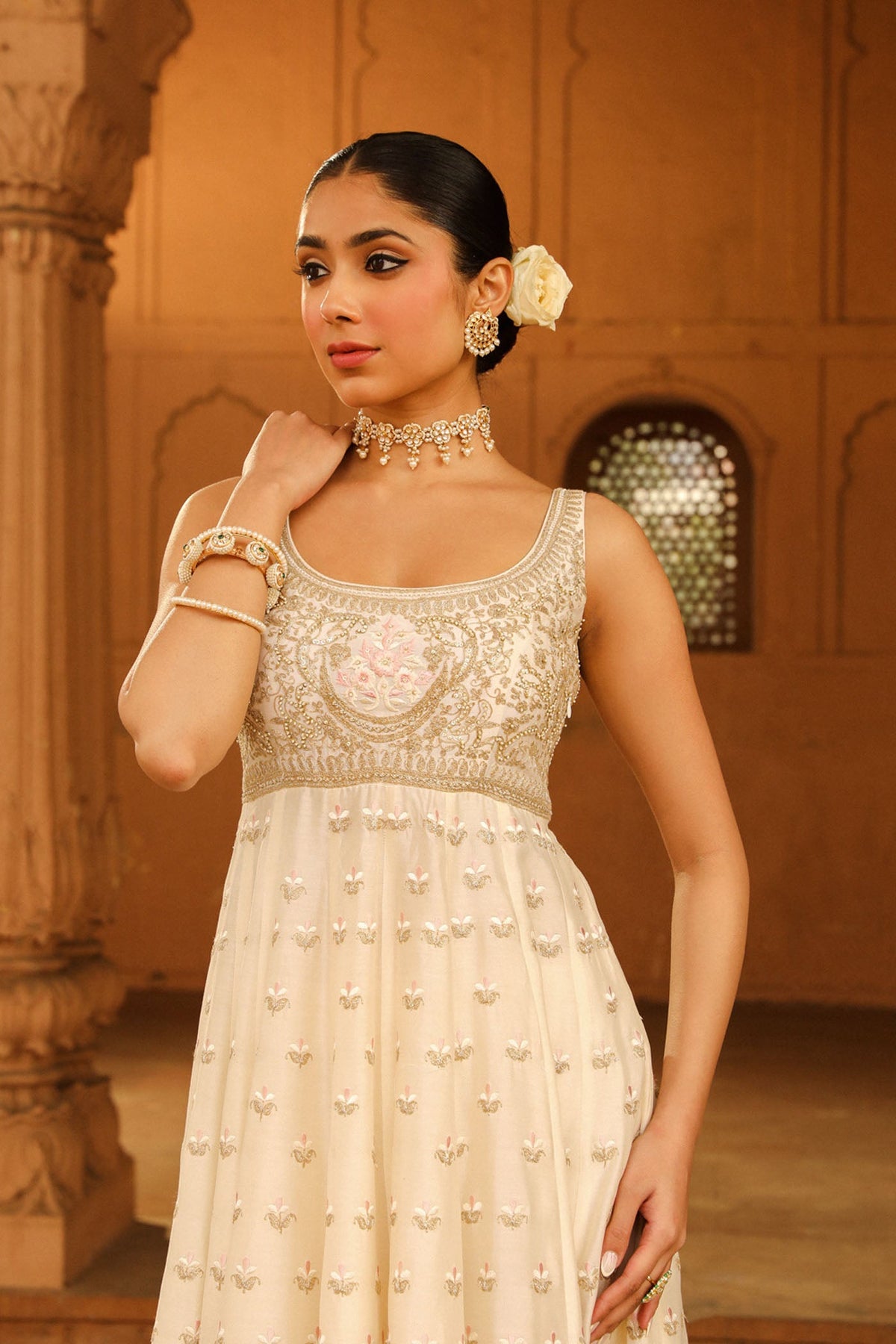 Chitrangda Singh  In Wafiya - Daisy Ivory Ankle Length Anarkali with Chooridaar and Dupatta