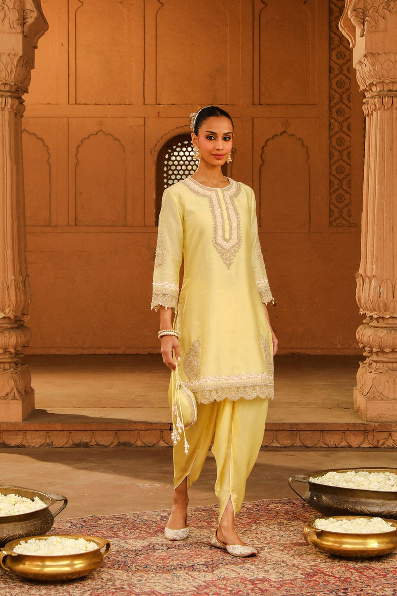 Anika - Lemon Yellow Kurta with dhoti (LXRTS)